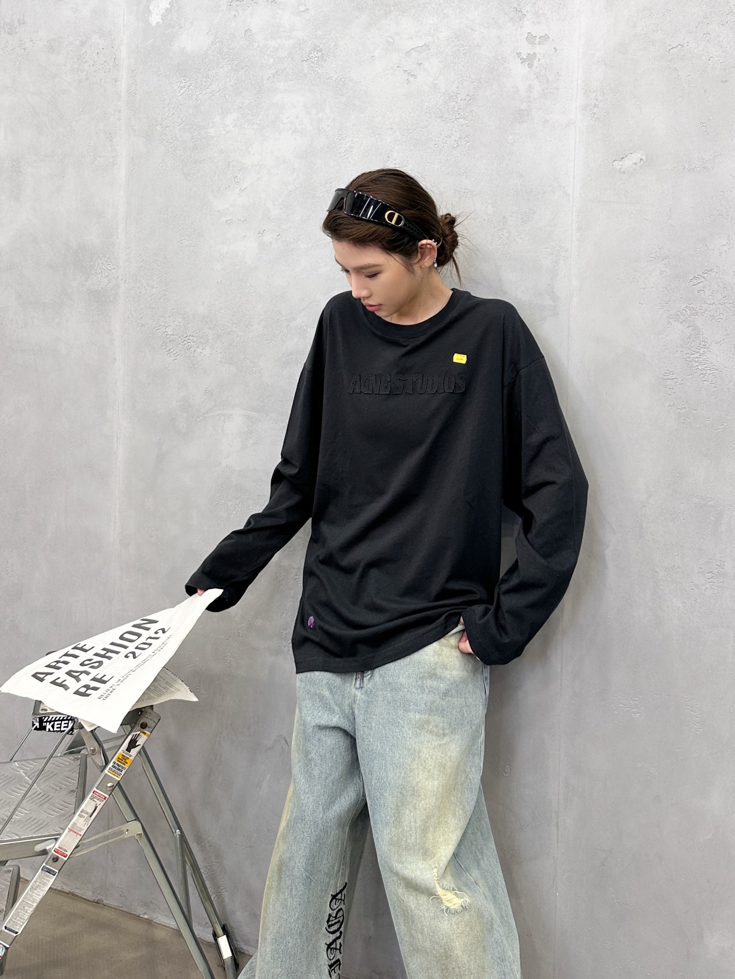 🌾Acne ｜ 新款长袖t，成衣洗水加软工艺加贴布绣印花，男女同款，尺码sml