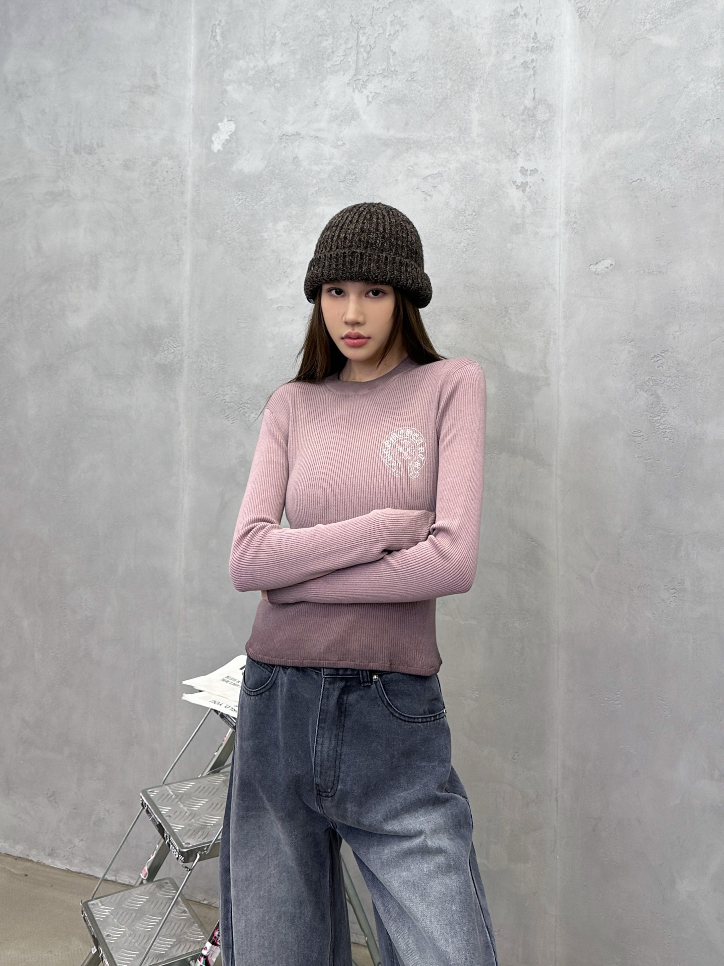 🌾克罗心 ｜ 新款毛织打底，成衣洗水炒色喷色加多处印花工艺，休闲时尚，尺码sml