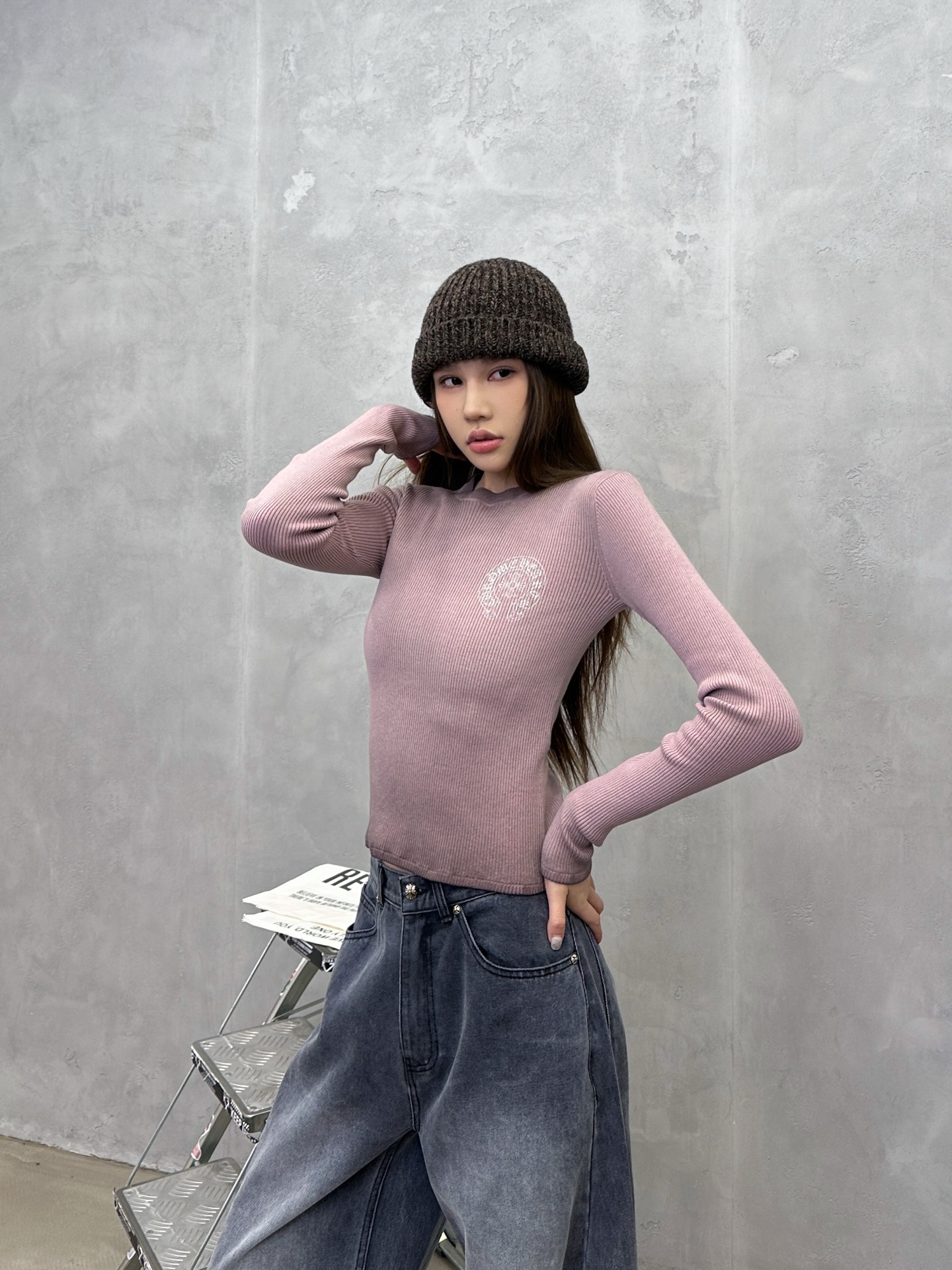 🌾克罗心 ｜ 新款毛织打底，成衣洗水炒色喷色加多处印花工艺，休闲时尚，尺码sml