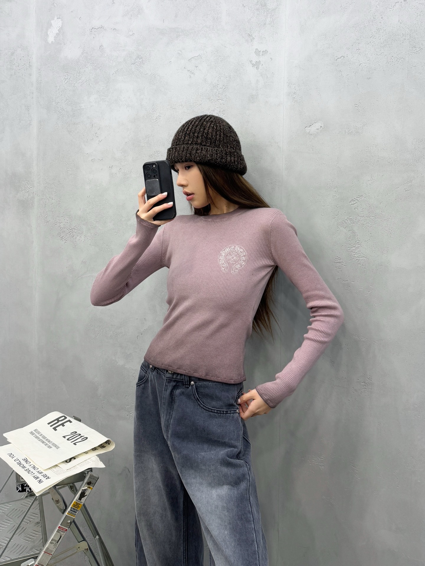 🌾克罗心 ｜ 新款毛织打底，成衣洗水炒色喷色加多处印花工艺，休闲时尚，尺码sml