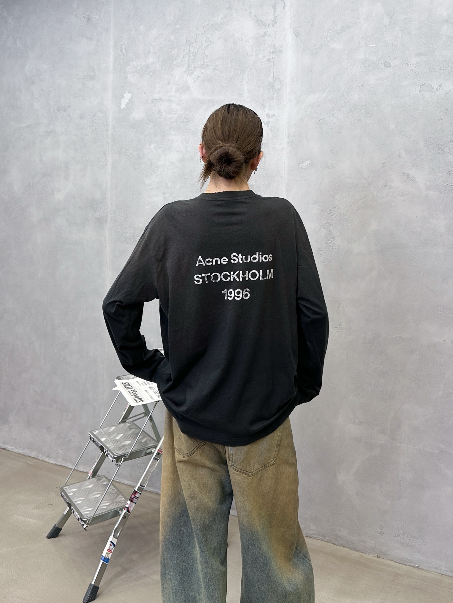 🌾Acne ｜ 新款长袖t，成衣洗水喷色吊磨工艺加印花，日本进口亚麻棉面料，男女同款，尺码sml