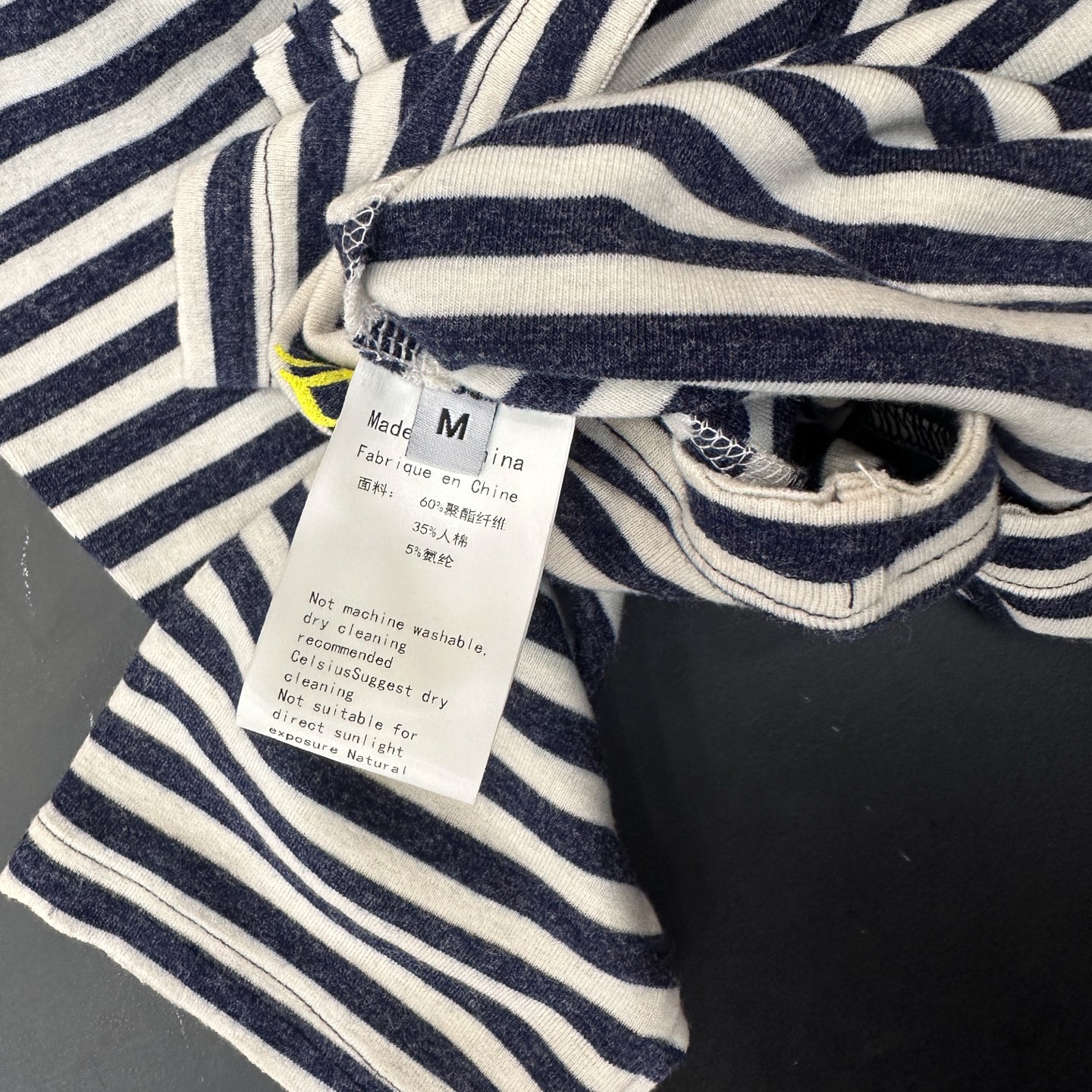 🌾克罗心 ｜ 新款长袖t，成衣洗水多处印花工艺，散口剪边做工，人棉混纺条纹面料，休闲时尚，尺码sml