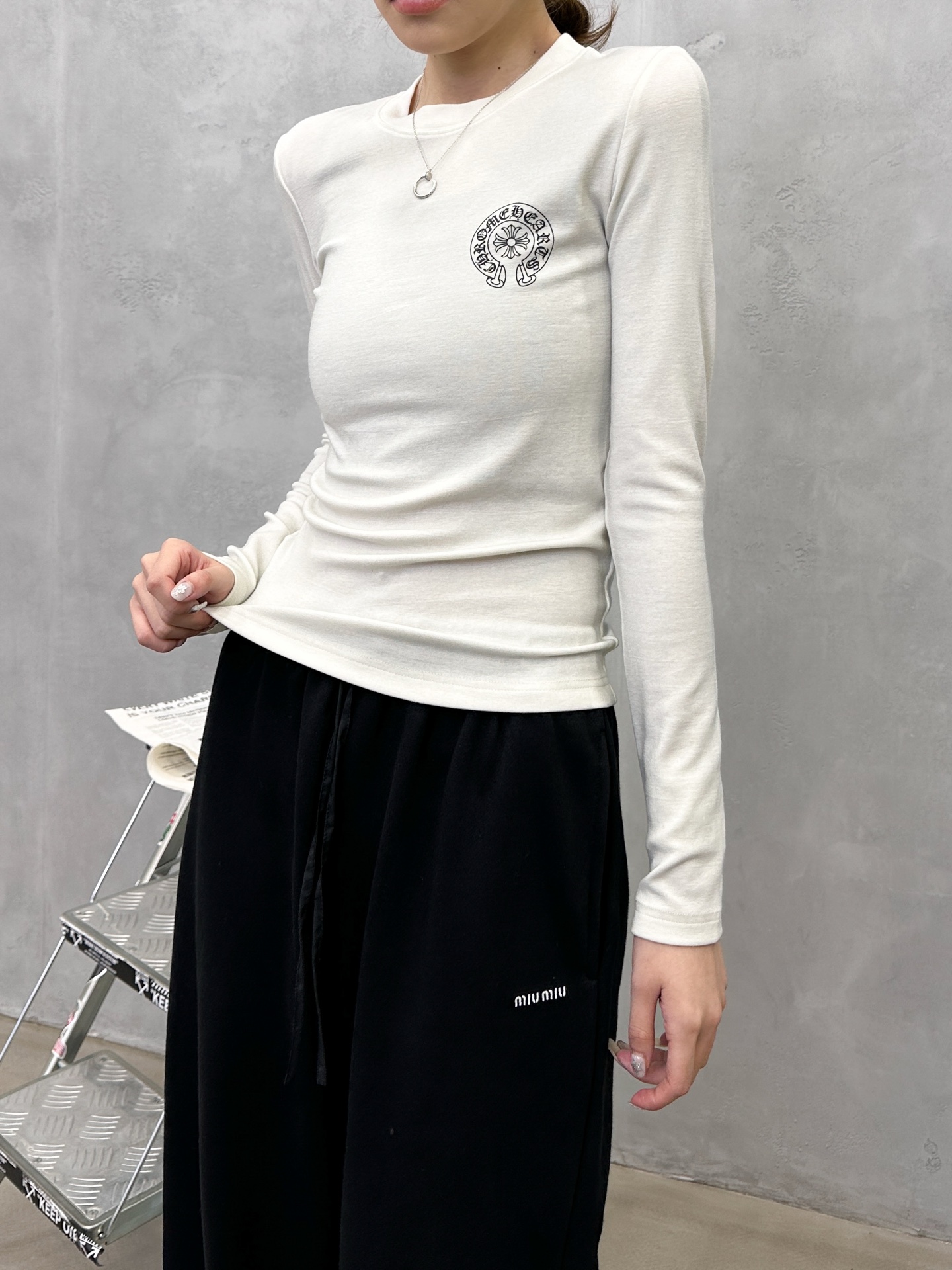 🌾克罗心 ｜ 新款长袖打底，成衣洗水炒色加多处印花工艺，进口羊毛莫代尔面料，尺码sml