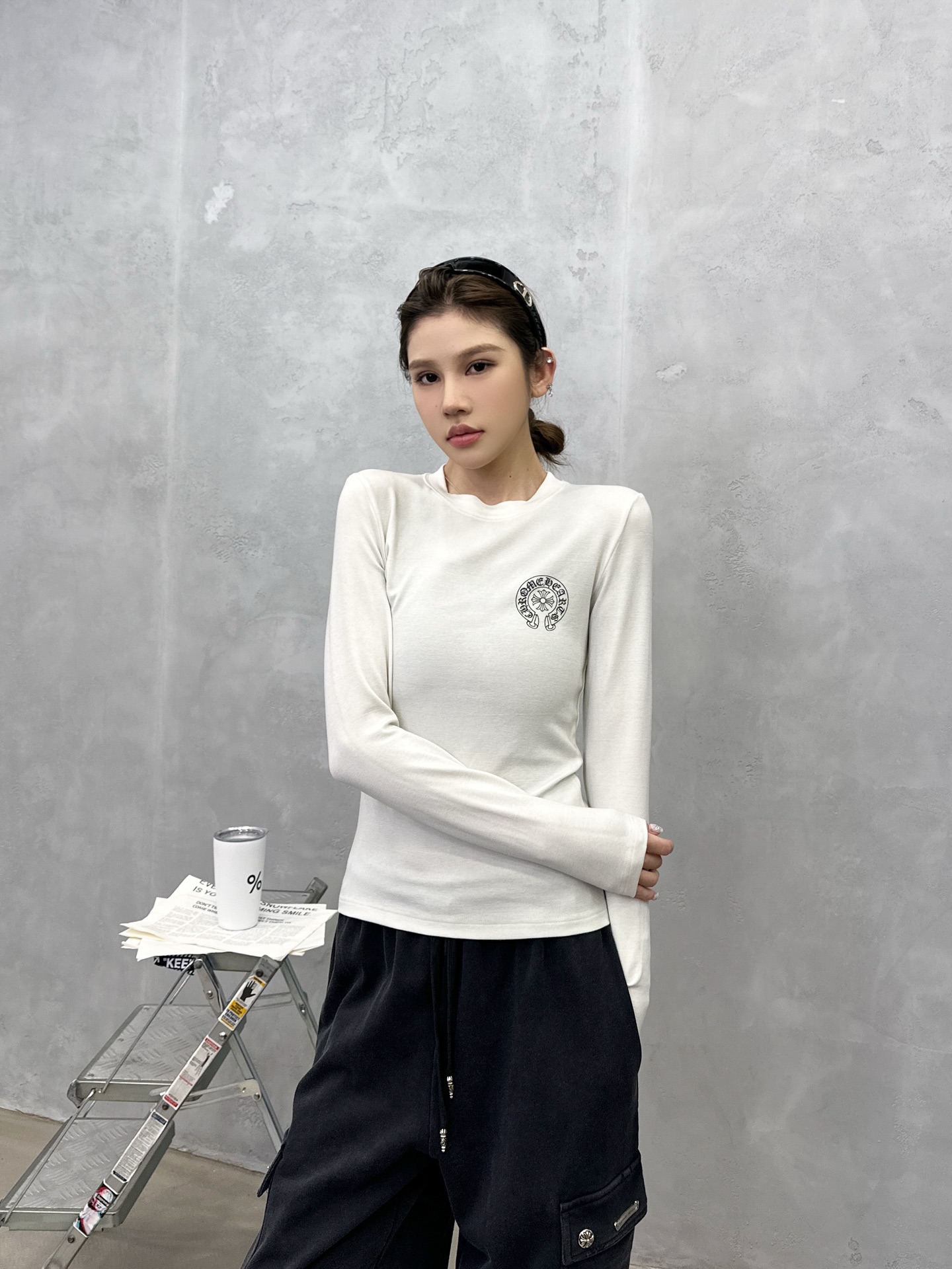 🌾克罗心 ｜ 新款长袖打底，成衣洗水炒色加多处印花工艺，进口羊毛莫代尔面料，尺码sml