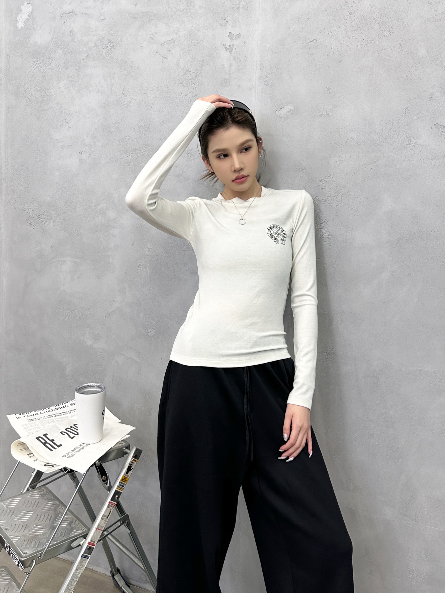 🌾克罗心 ｜ 新款长袖打底，成衣洗水炒色加多处印花工艺，进口羊毛莫代尔面料，尺码sml