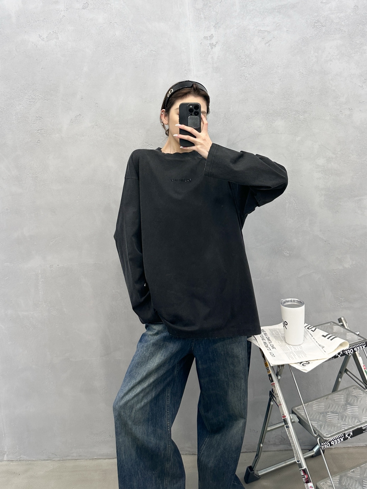 🌾巴黎 ｜ 新款长袖t，成衣洗水喷色工艺加成衣烫钻，男女同款，尺码sml