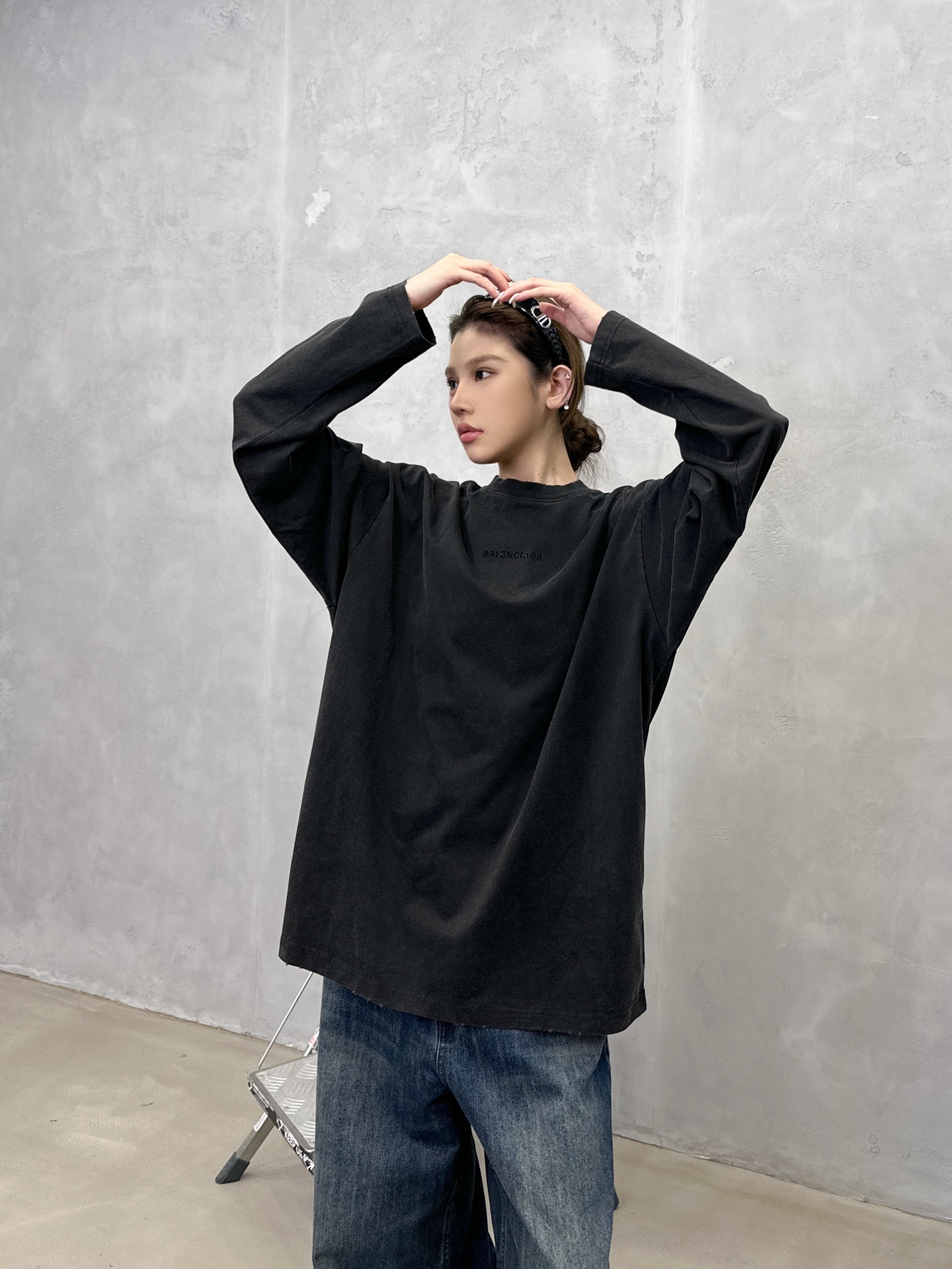 🌾巴黎 ｜ 新款长袖t，成衣洗水喷色工艺加成衣烫钻，男女同款，尺码sml