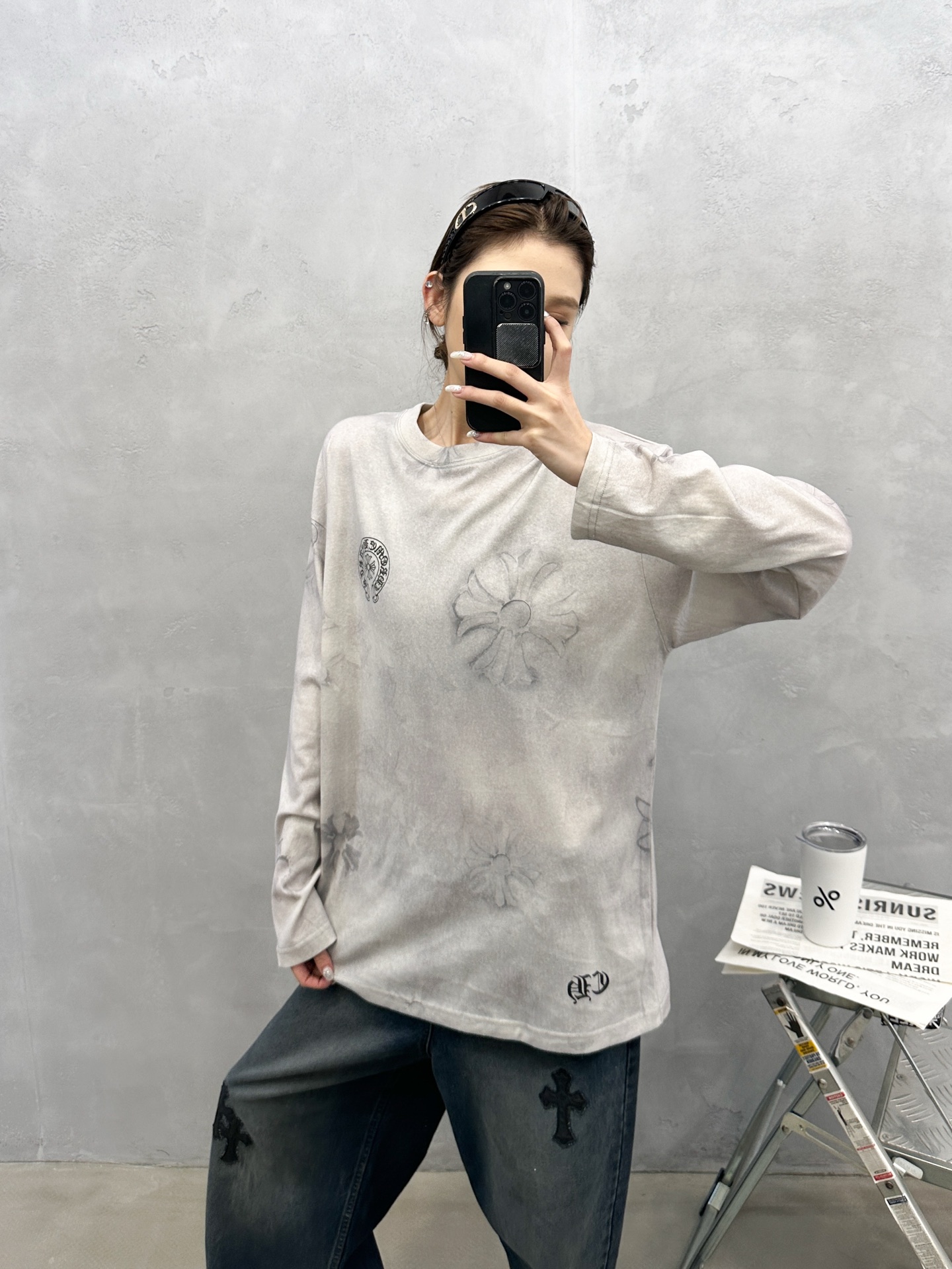 🌾克罗心 ｜ 新款长袖t，成衣洗水坯布印花叠加成衣印花工艺，男女同款，尺码sml