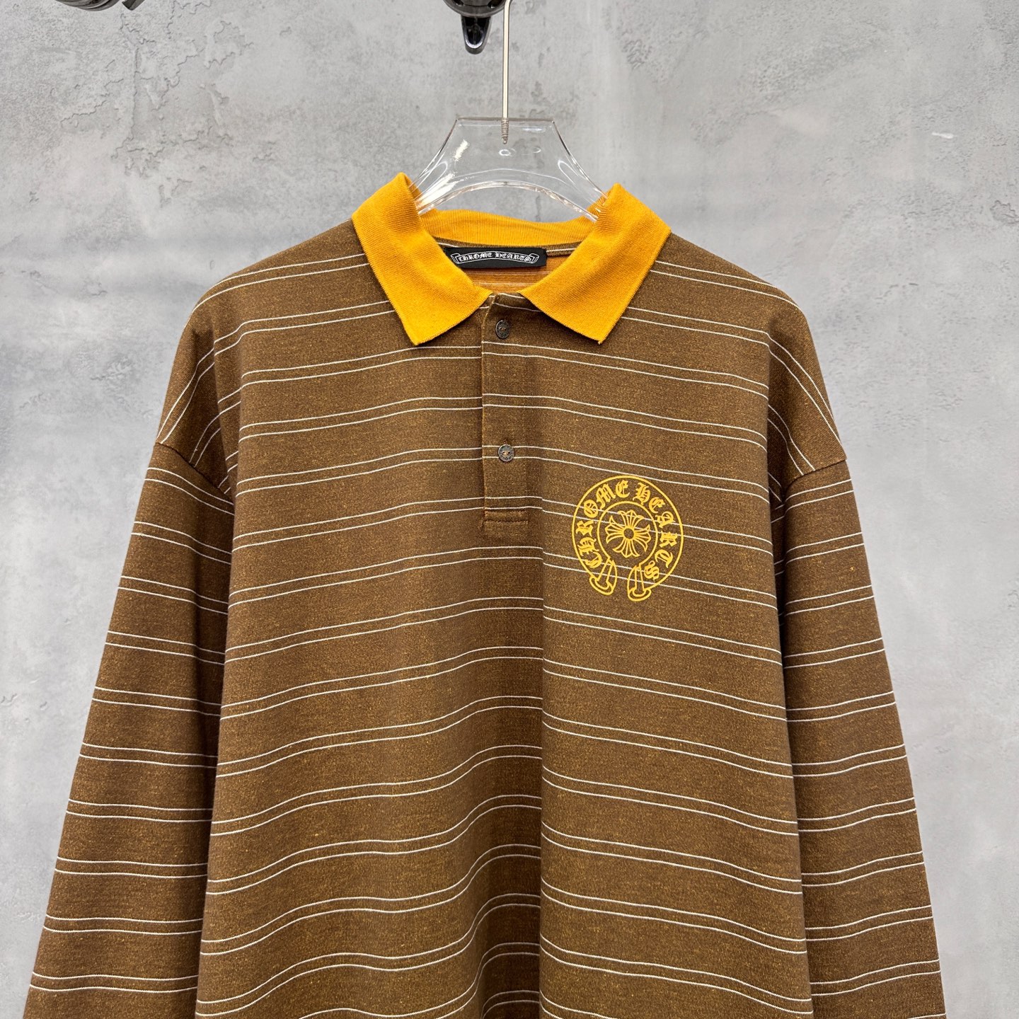 🌾克罗心 ｜ 新款长袖t，成衣洗水加软工艺，多处印花条纹面料polo款式，男女同款，尺码sml