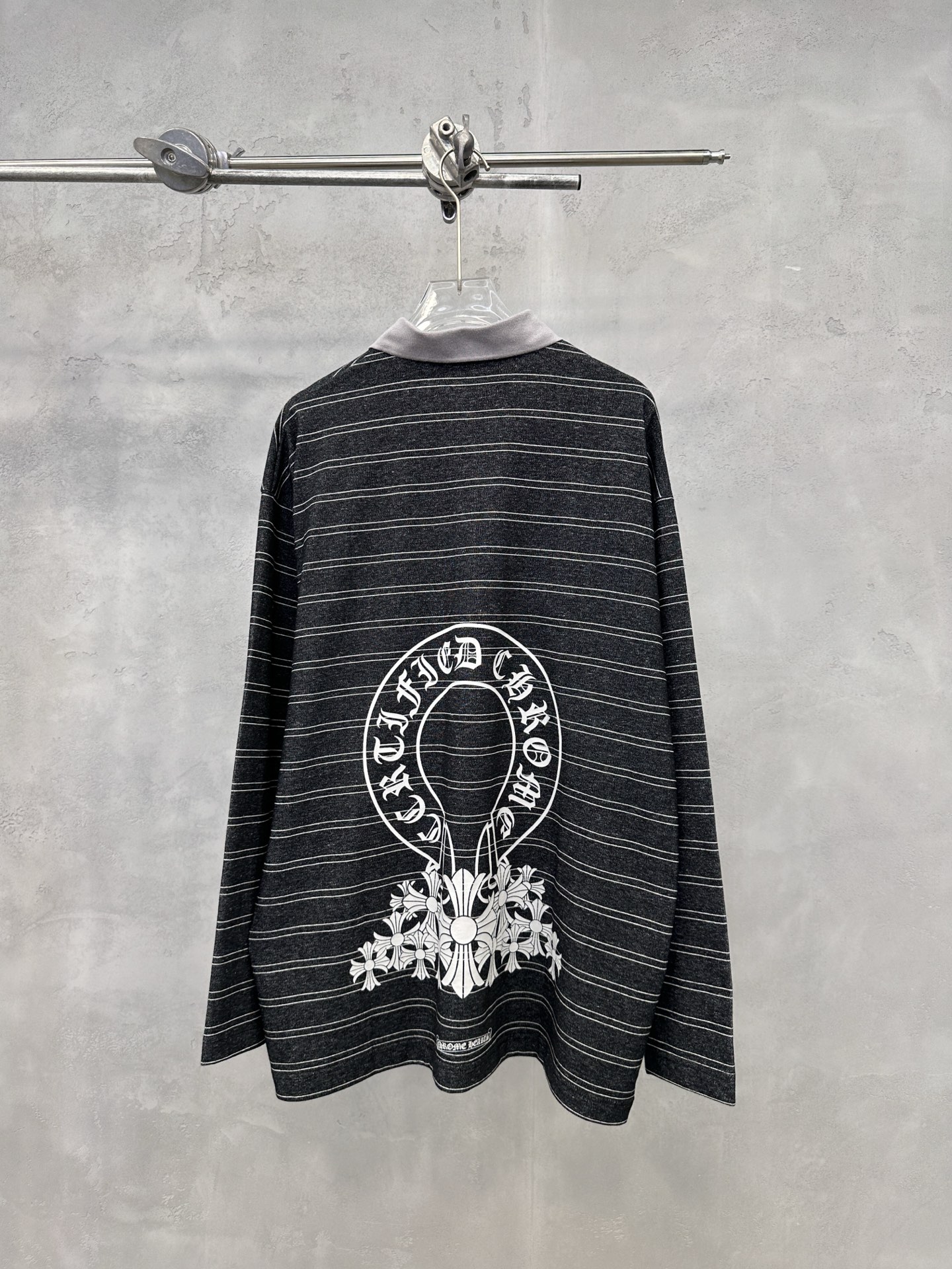 🌾克罗心 ｜ 新款长袖t，成衣洗水加软工艺，多处印花条纹面料polo款式，男女同款，尺码sml