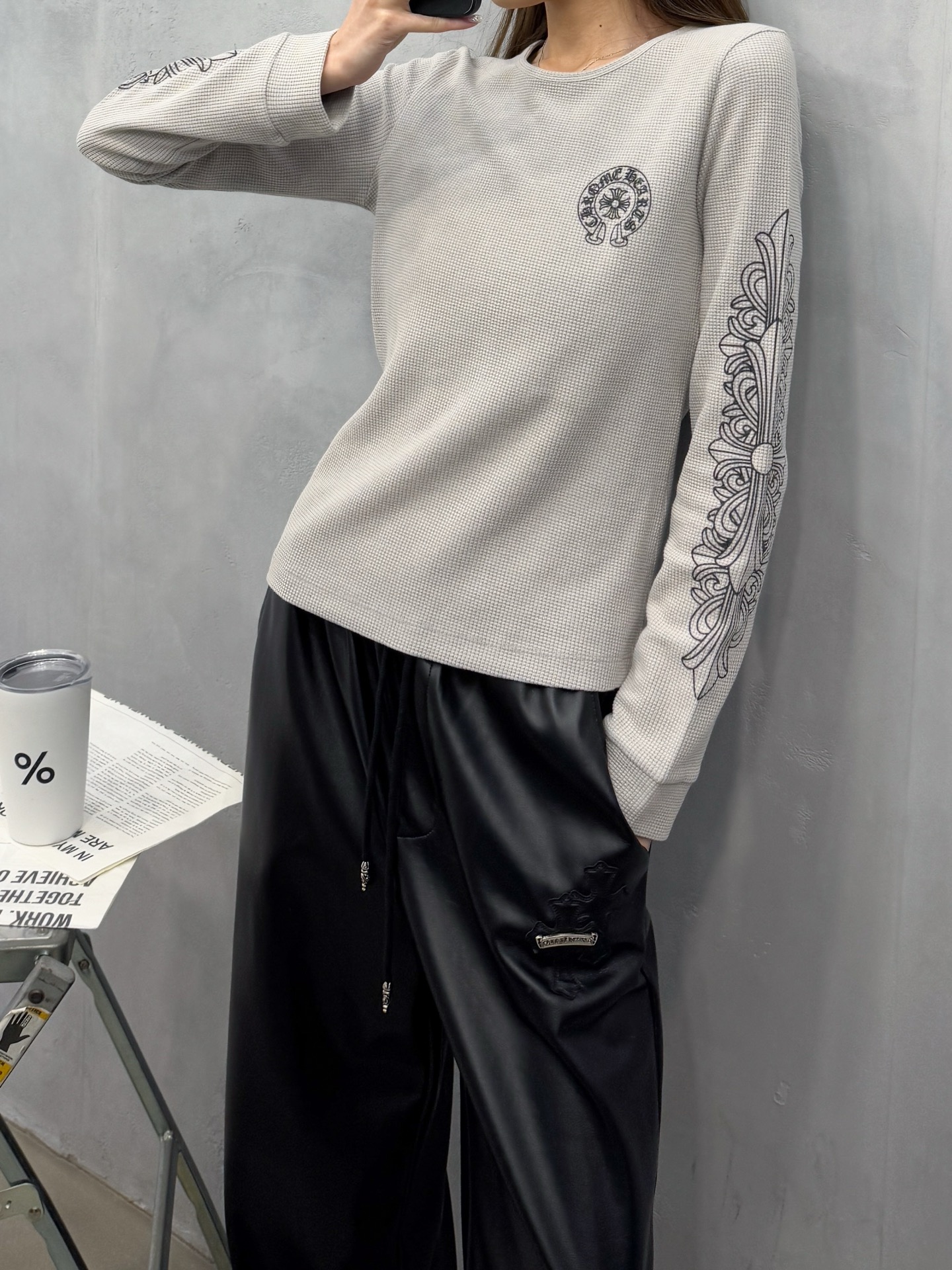 🌾克罗心 ｜ 新款长袖打底，成衣洗水加全身5处印花工艺，休闲时尚，尺码sml