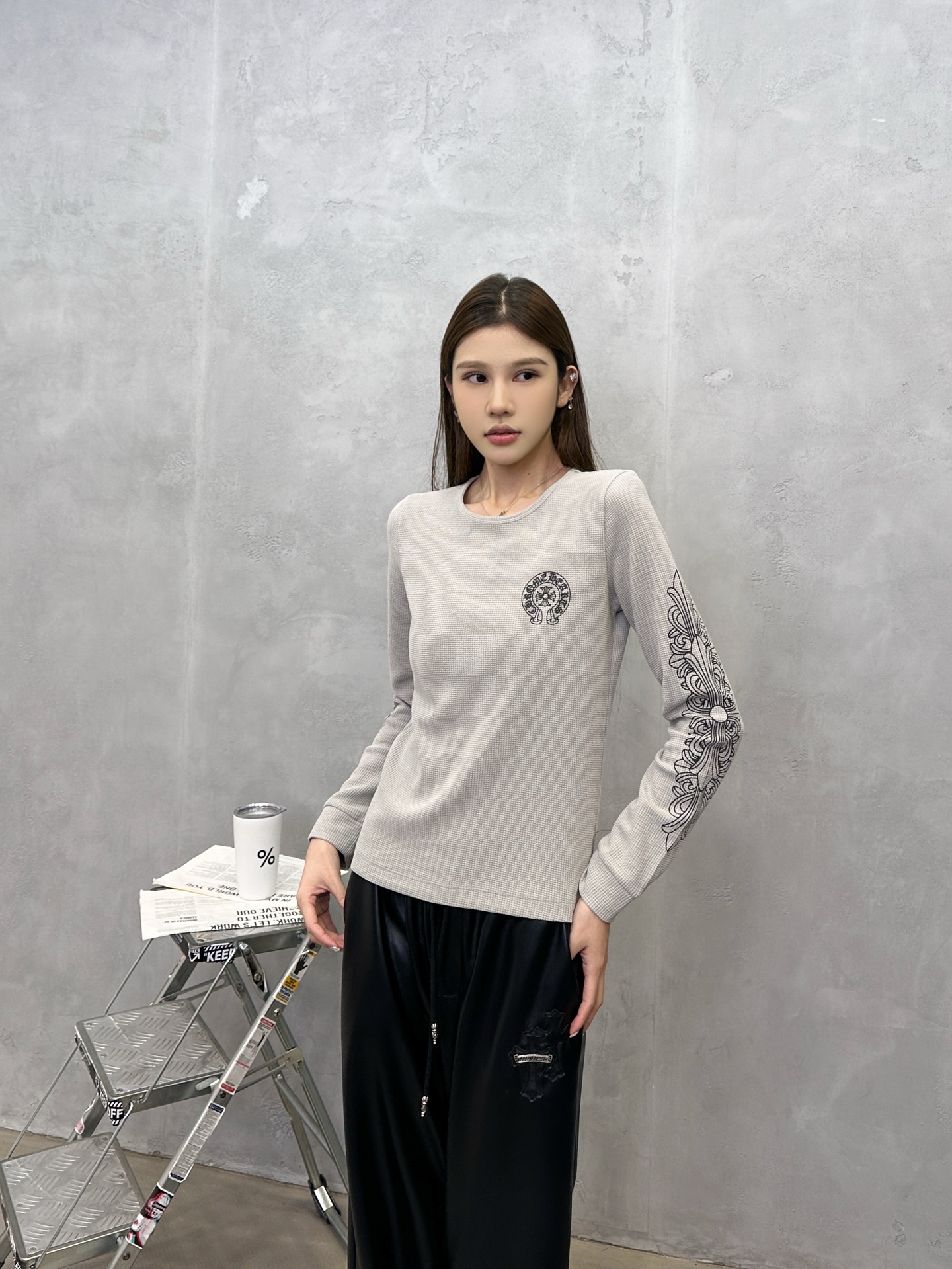 🌾克罗心 ｜ 新款长袖打底，成衣洗水加全身5处印花工艺，休闲时尚，尺码sml