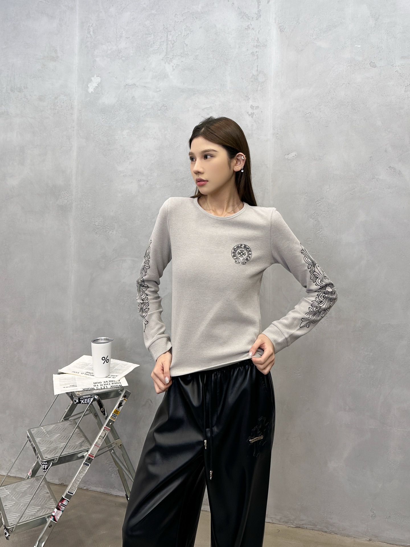 🌾克罗心 ｜ 新款长袖打底，成衣洗水加全身5处印花工艺，休闲时尚，尺码sml