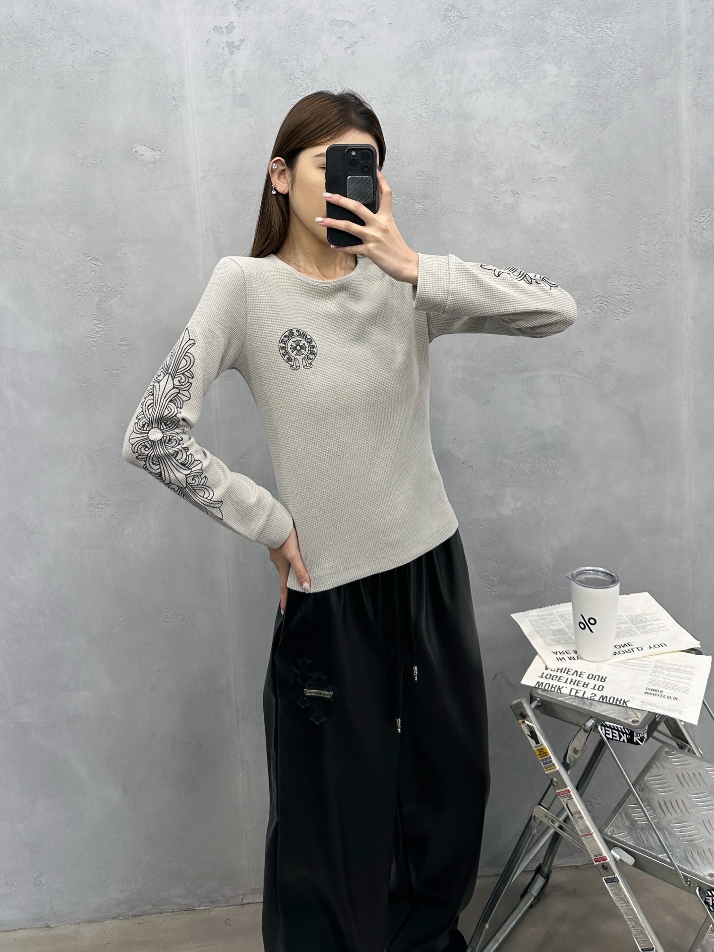 🌾克罗心 ｜ 新款长袖打底，成衣洗水加全身5处印花工艺，休闲时尚，尺码sml