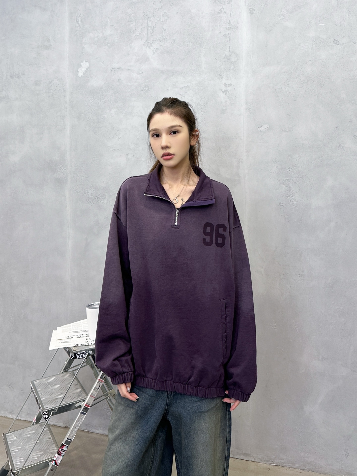 🌾Acne ｜ 新款卫衣，成衣洗水印花吊磨工艺，拉链领口套头版型，男女同款，尺码sml