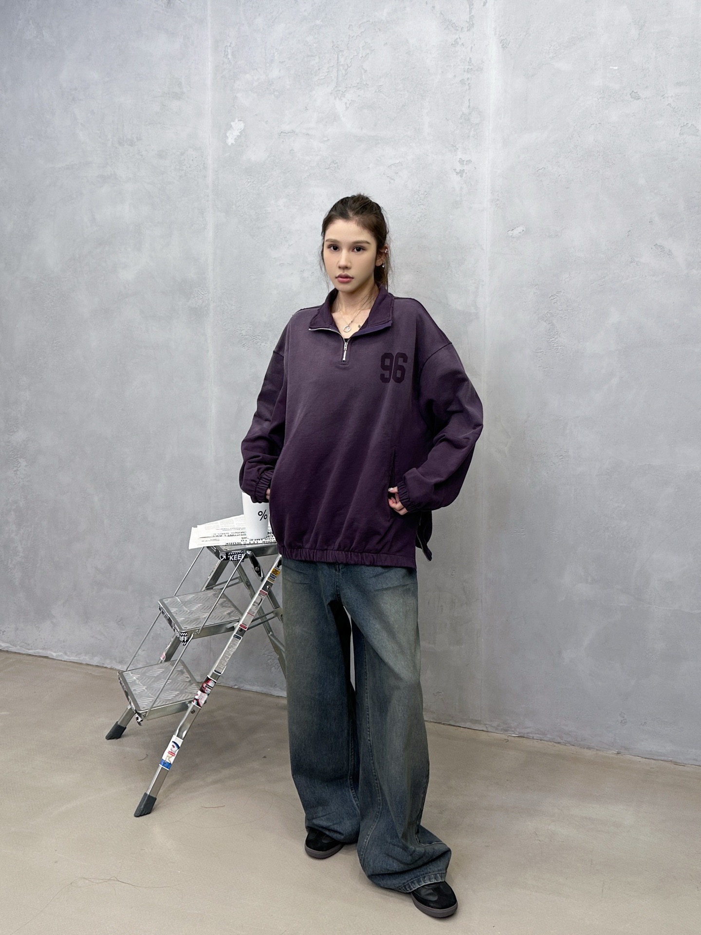 🌾Acne ｜ 新款卫衣，成衣洗水印花吊磨工艺，拉链领口套头版型，男女同款，尺码sml