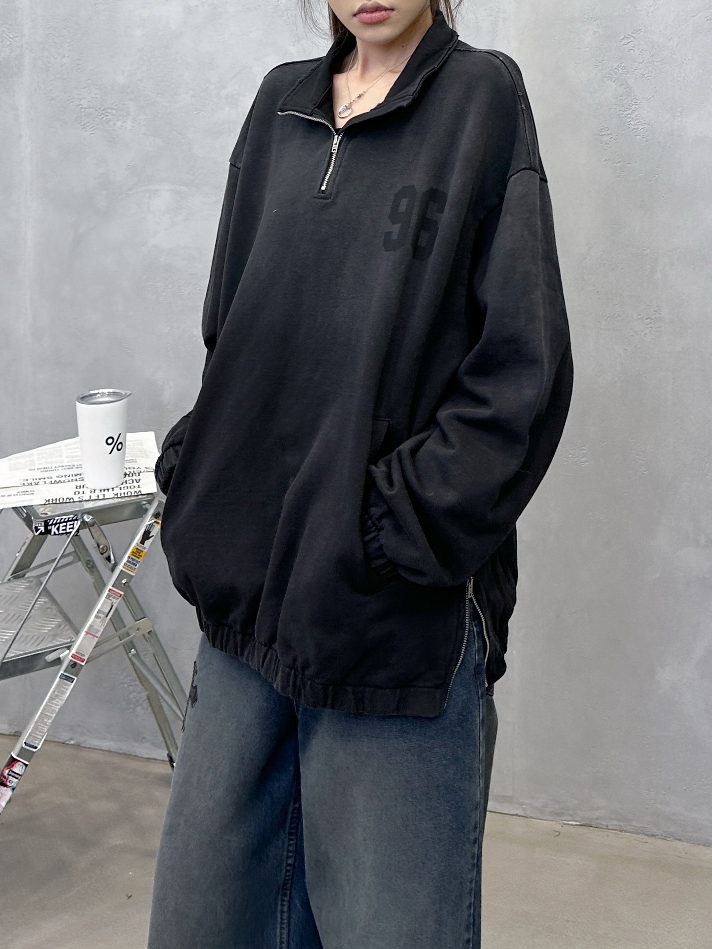 🌾Acne ｜ 新款卫衣，成衣洗水印花吊磨工艺，拉链领口套头版型，男女同款，尺码sml