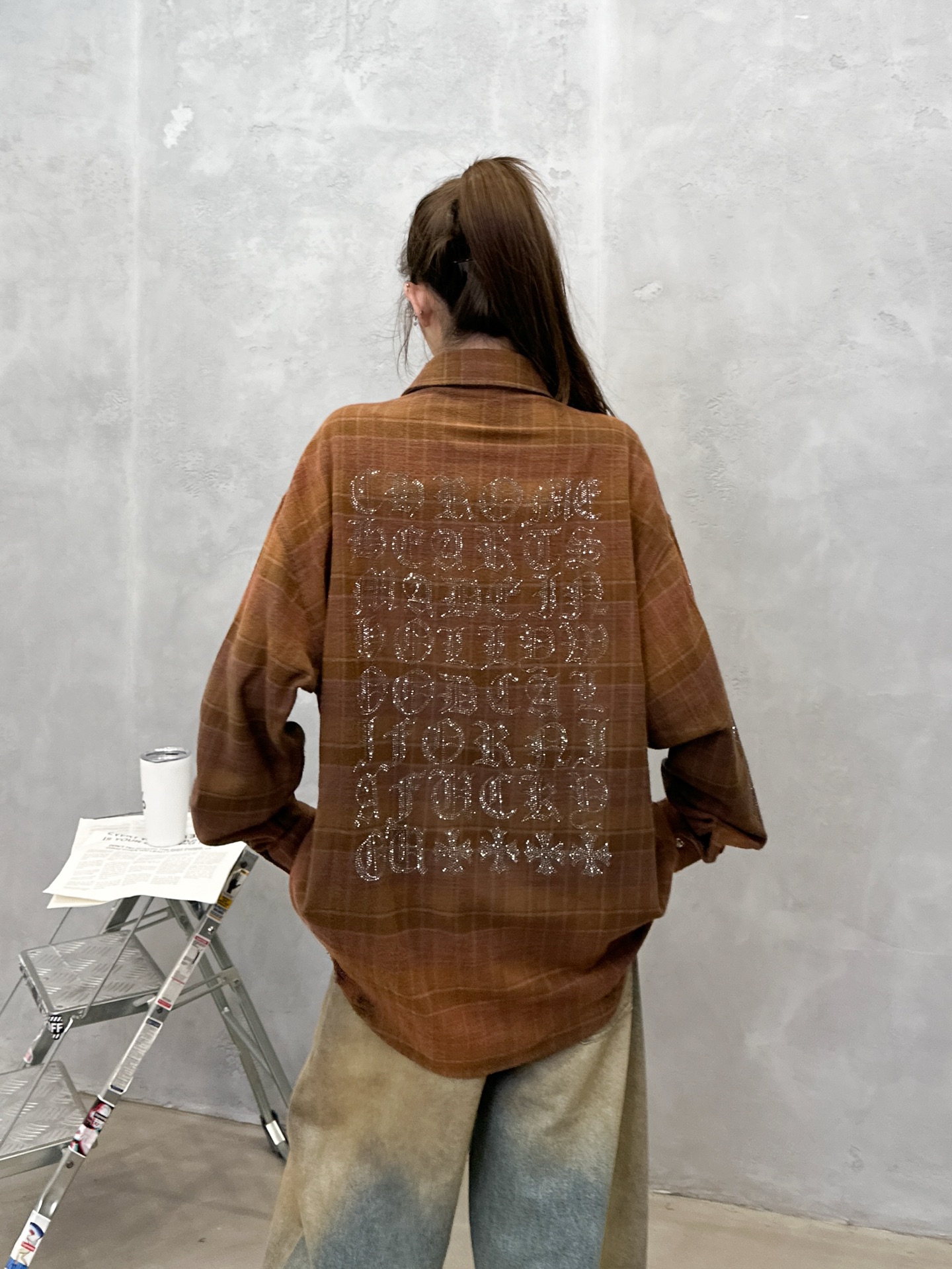 🌾克罗心 ｜ 新款格子衬衣，成衣洗水喷色吊磨工艺加成衣烫钻，全棉格子面料，男女同款，尺码sml