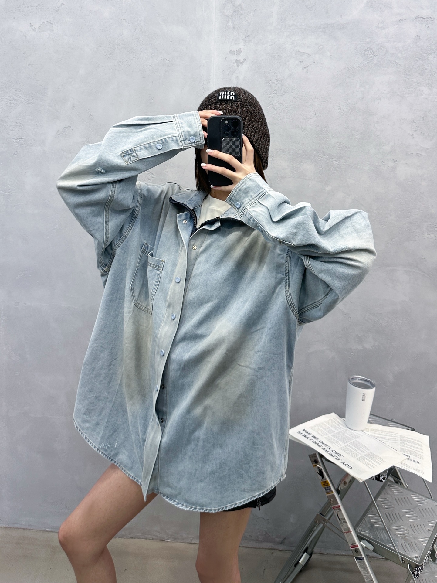 💰巴黎 ｜ 新款做旧衬衣，成衣洗水磨破喷色泥浆重工工艺，男女同款，尺码sml