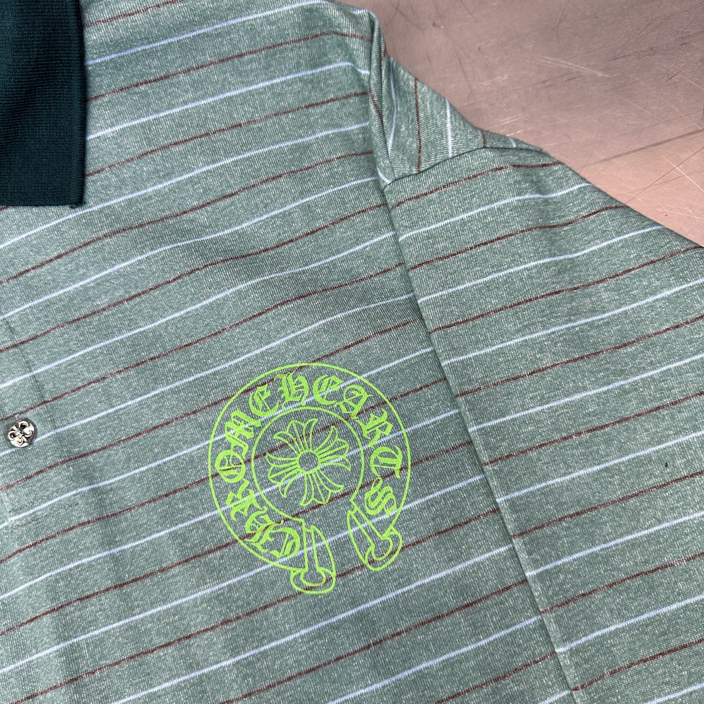 💰克罗心 ｜ 新款长袖t，成衣洗水印花工艺，polo款式设计，特殊条纹面料，男女同款，尺码sml