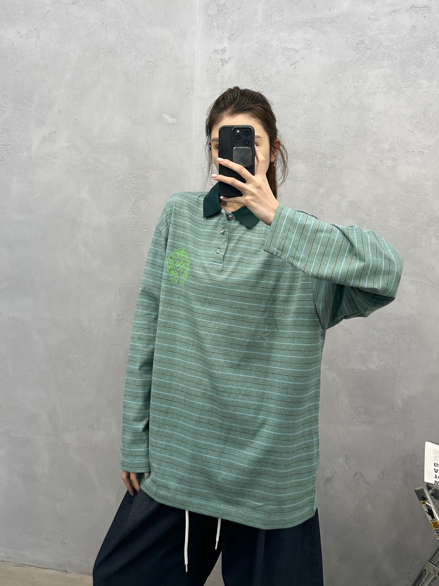 💰克罗心 ｜ 新款长袖t，成衣洗水印花工艺，polo款式设计，特殊条纹面料，男女同款，尺码sml