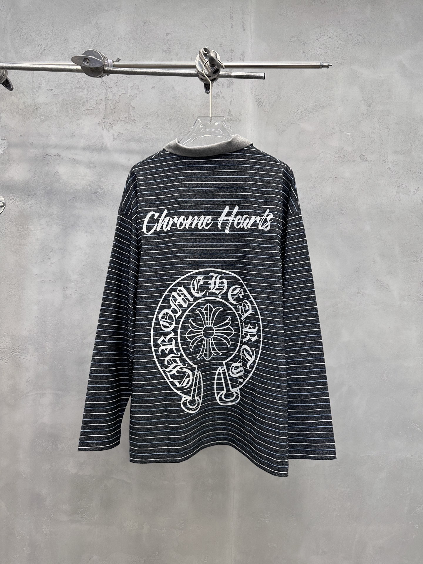 💰克罗心 ｜ 新款长袖t，成衣洗水印花工艺，polo款式设计，特殊条纹面料，男女同款，尺码sml