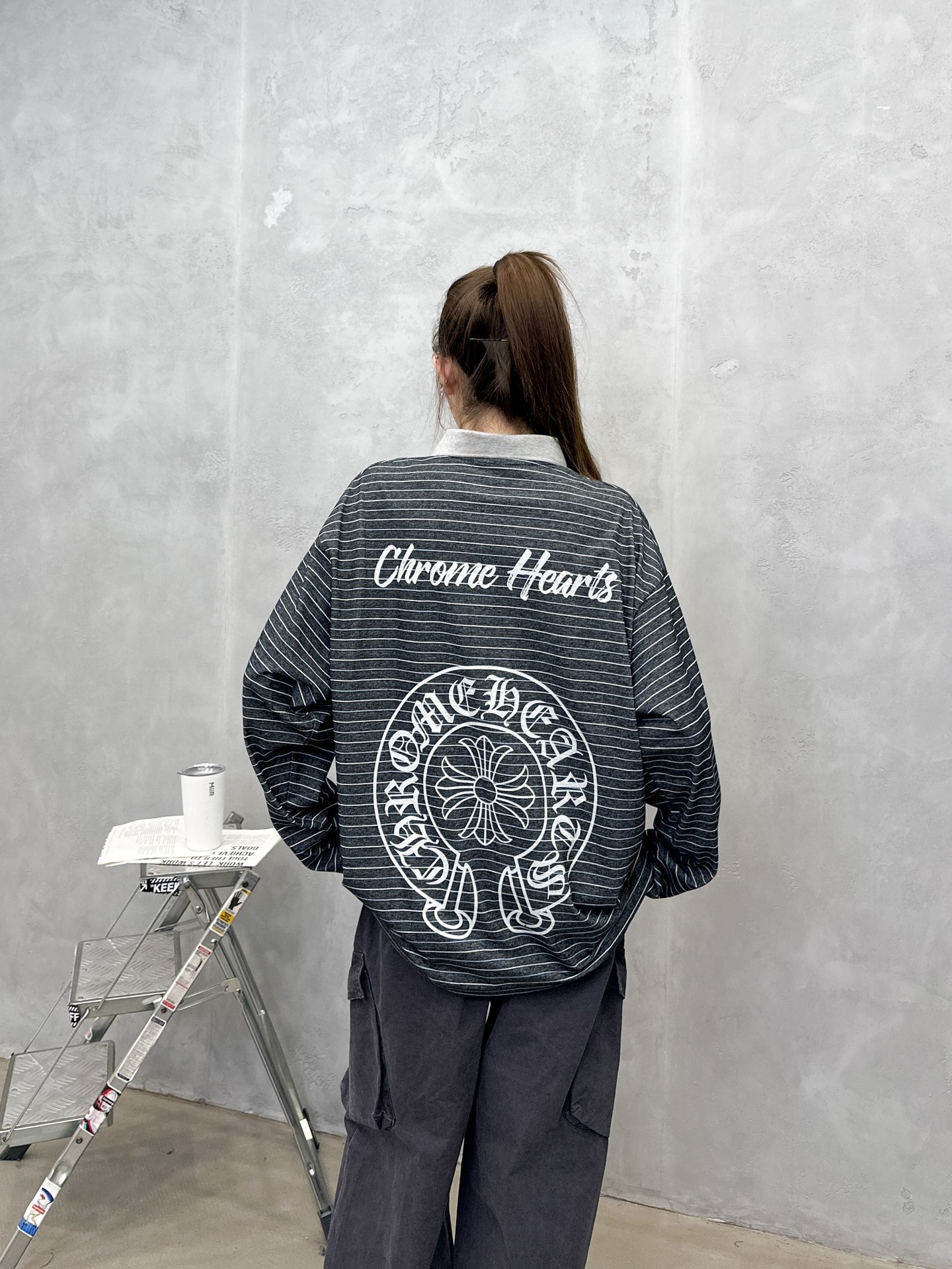 💰克罗心 ｜ 新款长袖t，成衣洗水印花工艺，polo款式设计，特殊条纹面料，男女同款，尺码sml