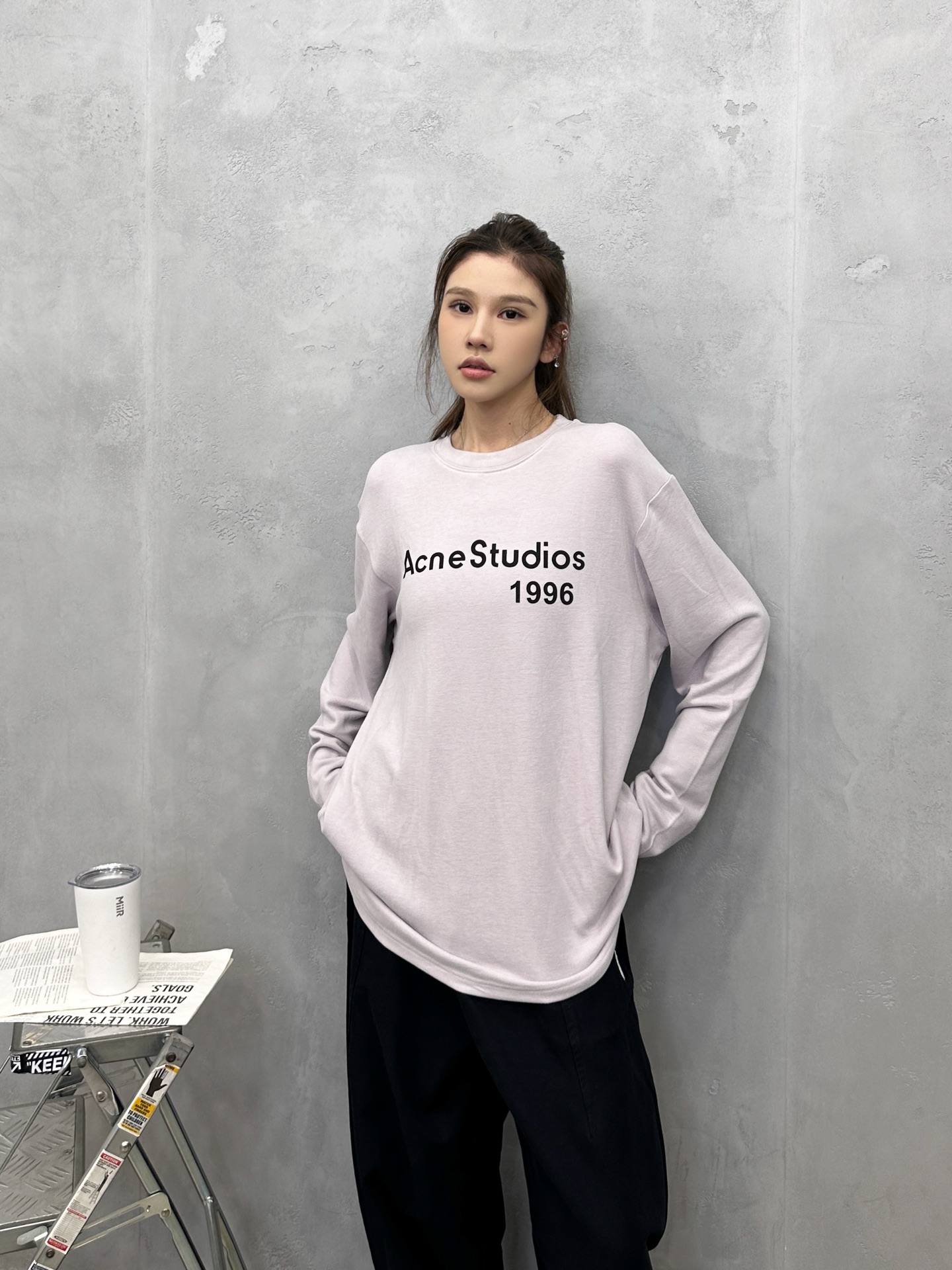 🌾Acne ｜ 新款长袖t，成衣洗水加厚版印花工艺，进口保暖德绒面料，时尚休闲，尺码sml