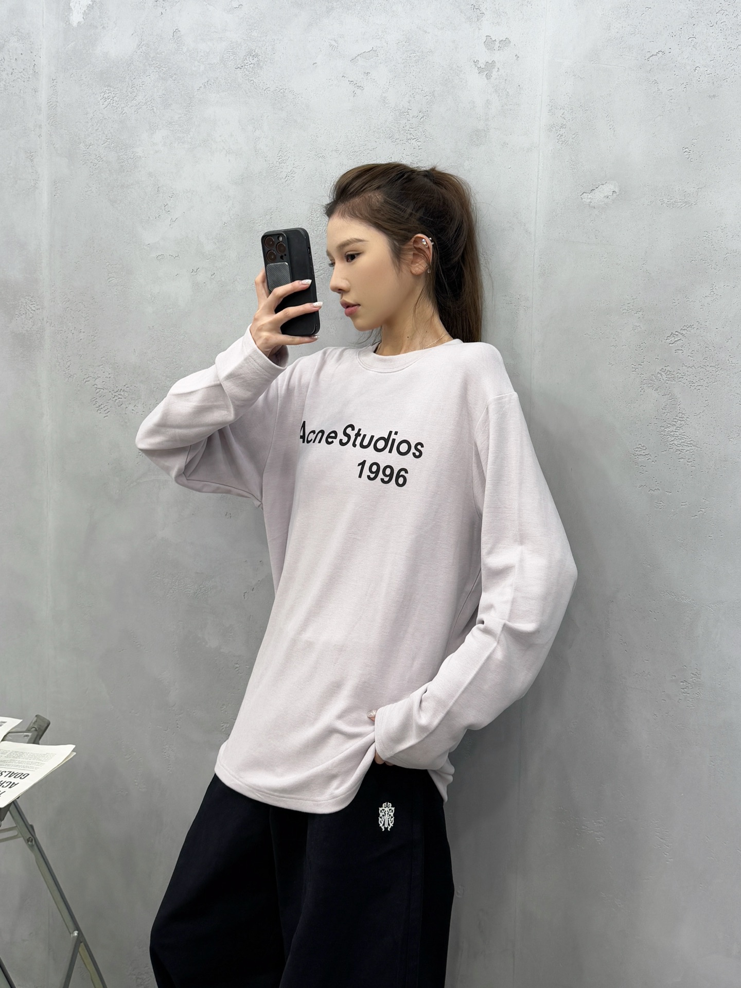 🌾Acne ｜ 新款长袖t，成衣洗水加厚版印花工艺，进口保暖德绒面料，时尚休闲，尺码sml