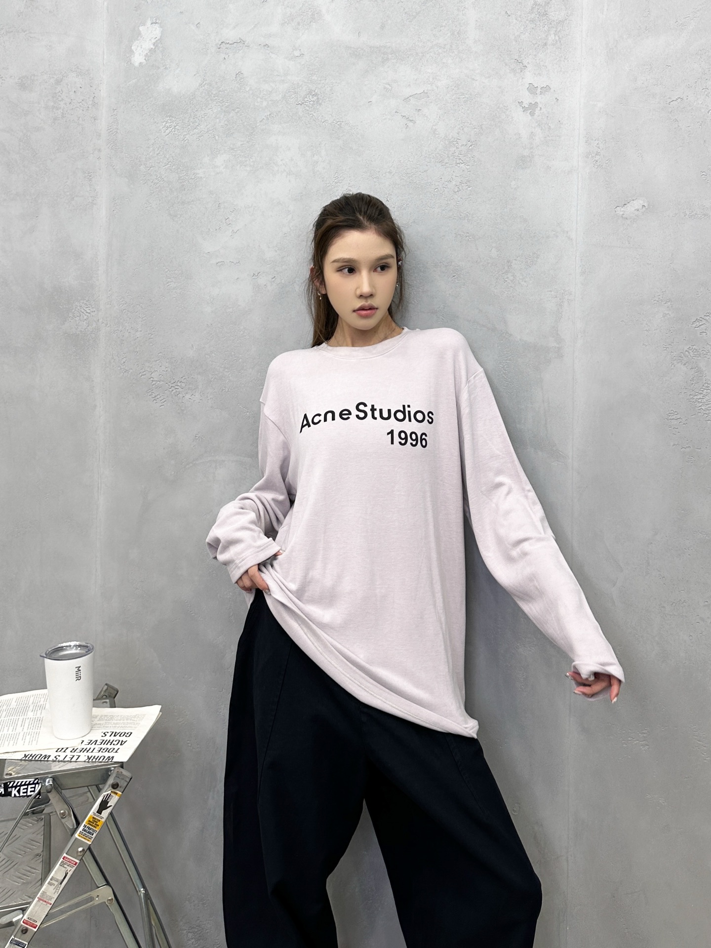 🌾Acne ｜ 新款长袖t，成衣洗水加厚版印花工艺，进口保暖德绒面料，时尚休闲，尺码sml