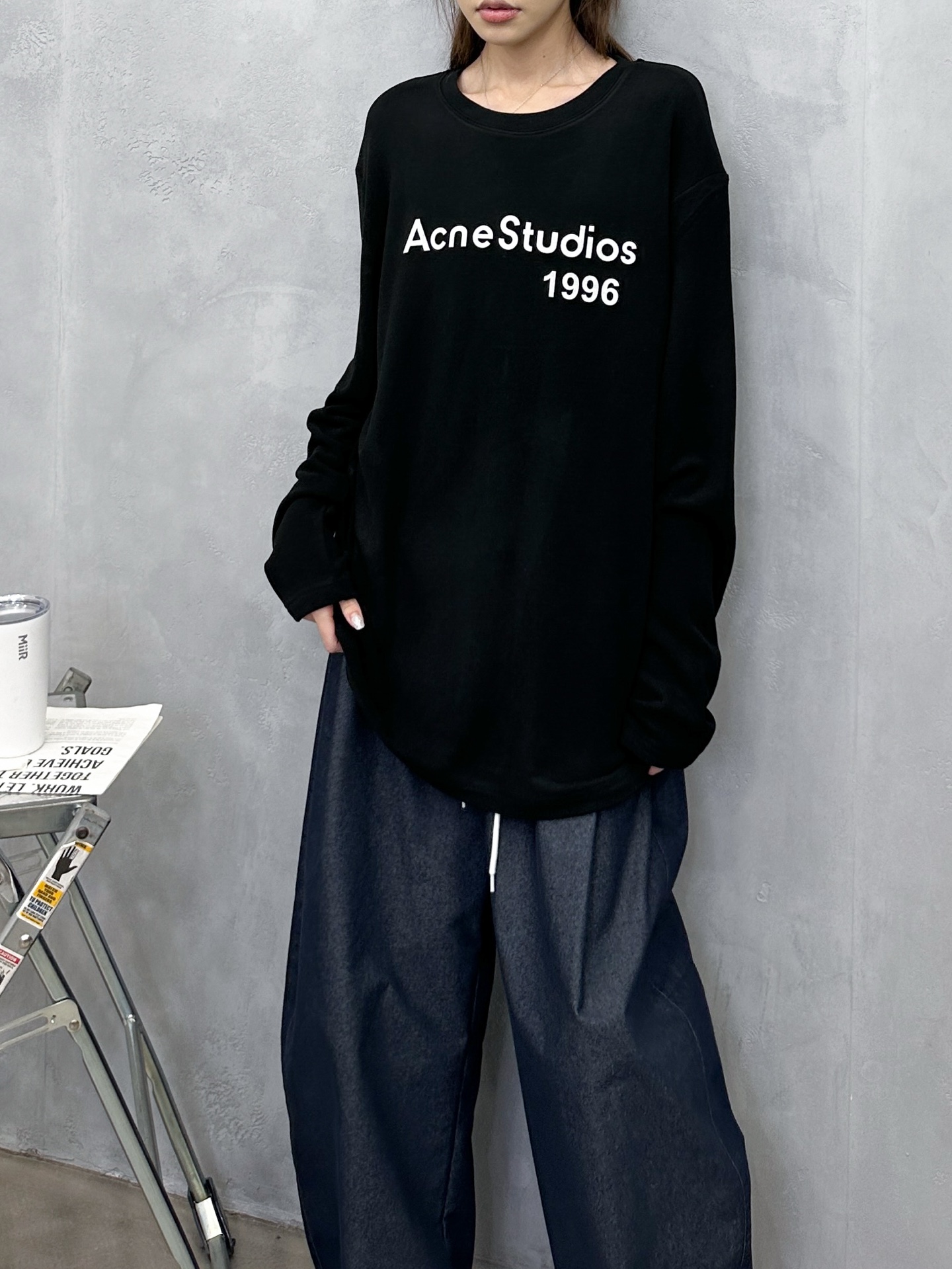 🌾Acne ｜ 新款长袖t，成衣洗水加厚版印花工艺，进口保暖德绒面料，时尚休闲，尺码sml