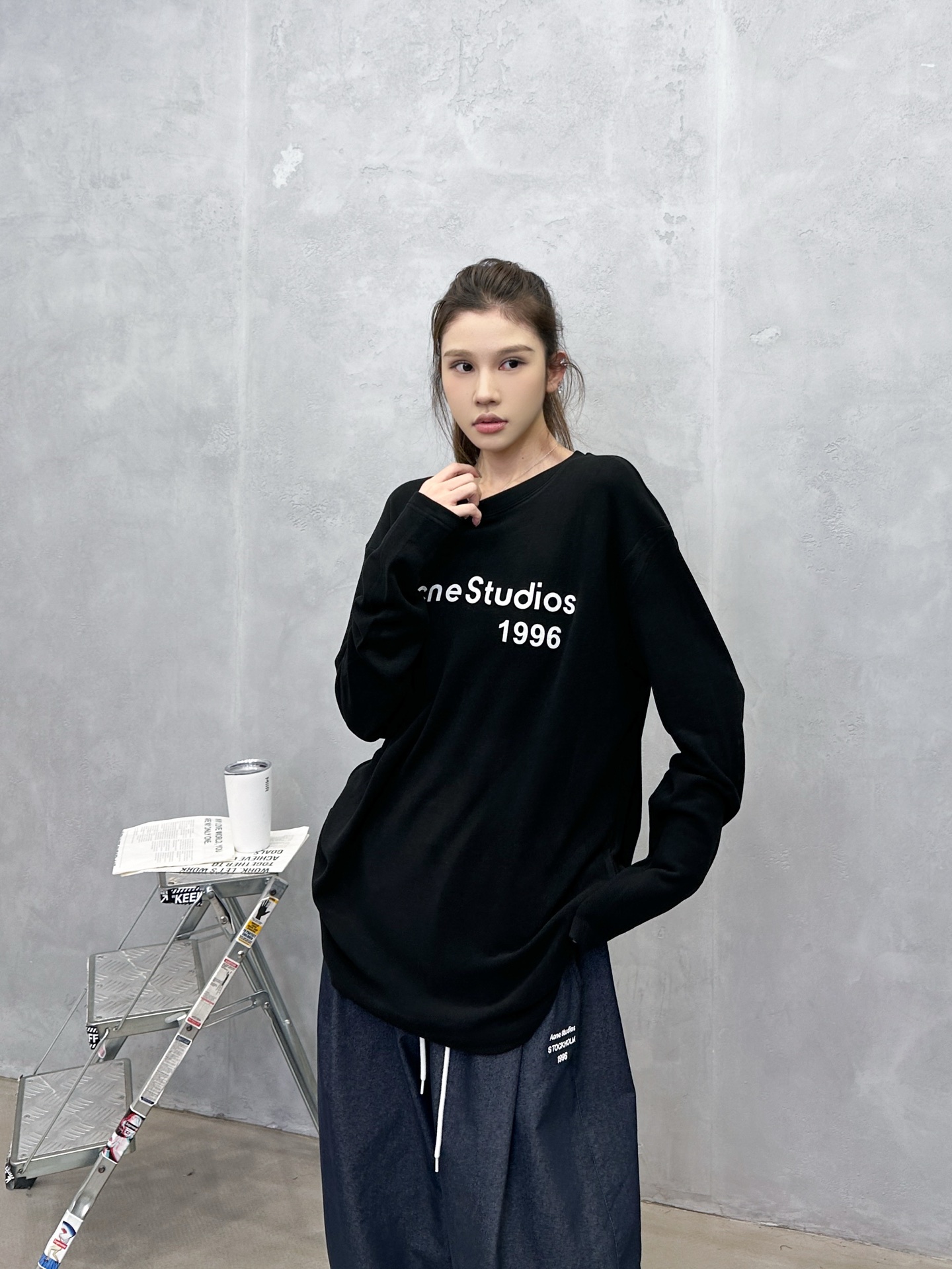 🌾Acne ｜ 新款长袖t，成衣洗水加厚版印花工艺，进口保暖德绒面料，时尚休闲，尺码sml