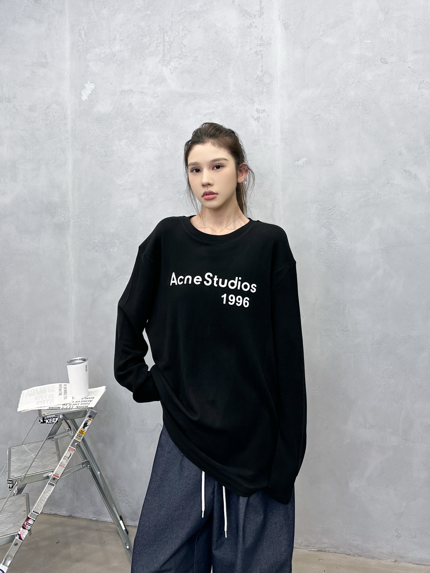 🌾Acne ｜ 新款长袖t，成衣洗水加厚版印花工艺，进口保暖德绒面料，时尚休闲，尺码sml