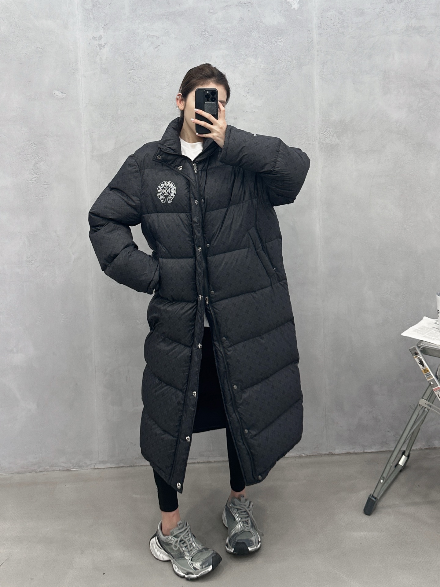 🌾克罗心 ｜ 新款长羽绒服，经典印花标，品牌提花超薄面料，90白鹅绒填充，男女同款，尺码sml