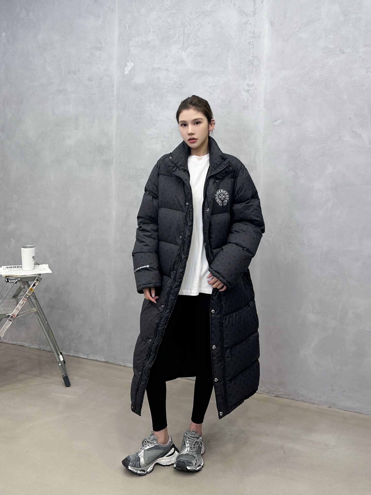 🌾克罗心 ｜ 新款长羽绒服，经典印花标，品牌提花超薄面料，90白鹅绒填充，男女同款，尺码sml