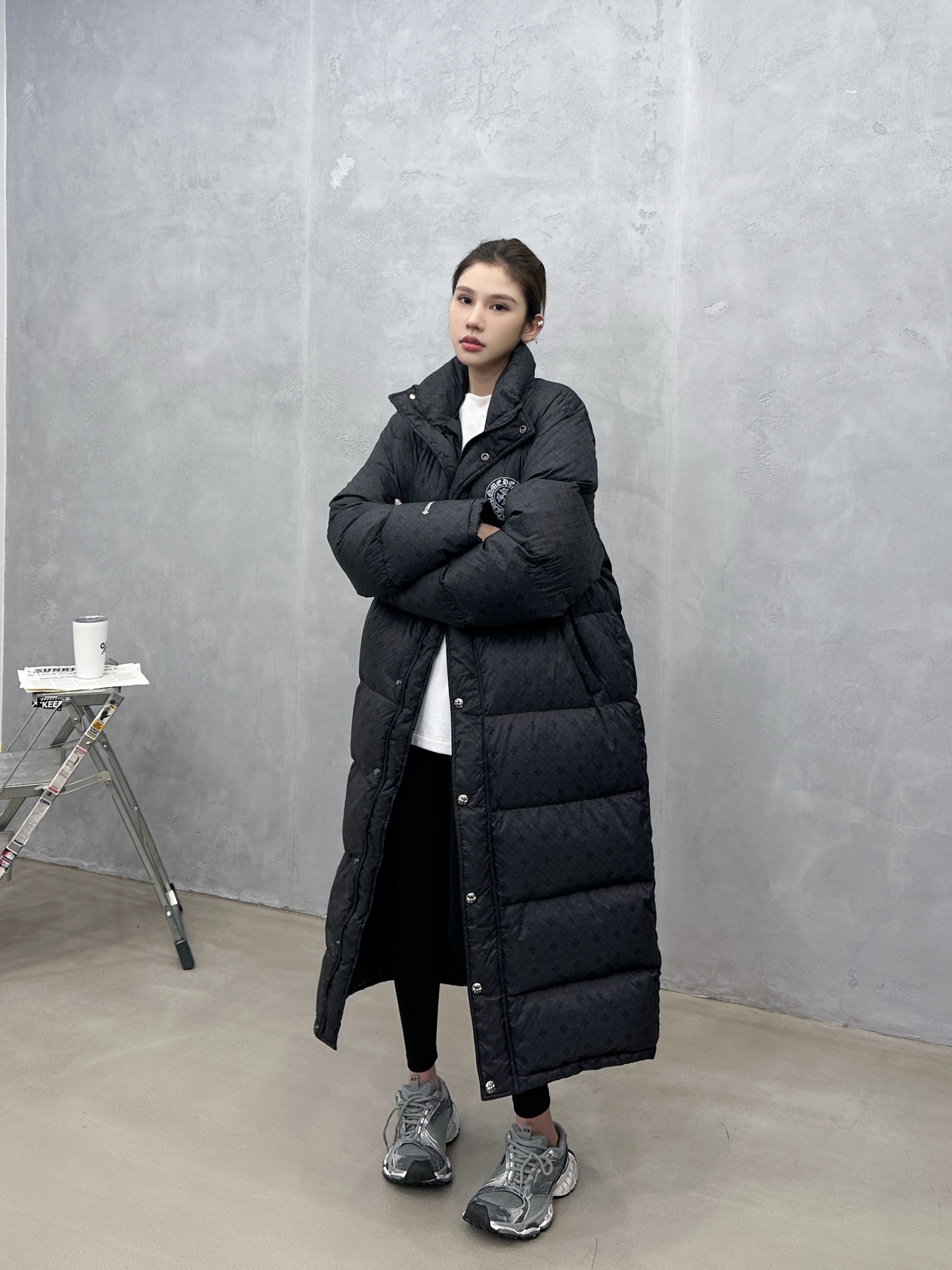 🌾克罗心 ｜ 新款长羽绒服，经典印花标，品牌提花超薄面料，90白鹅绒填充，男女同款，尺码sml