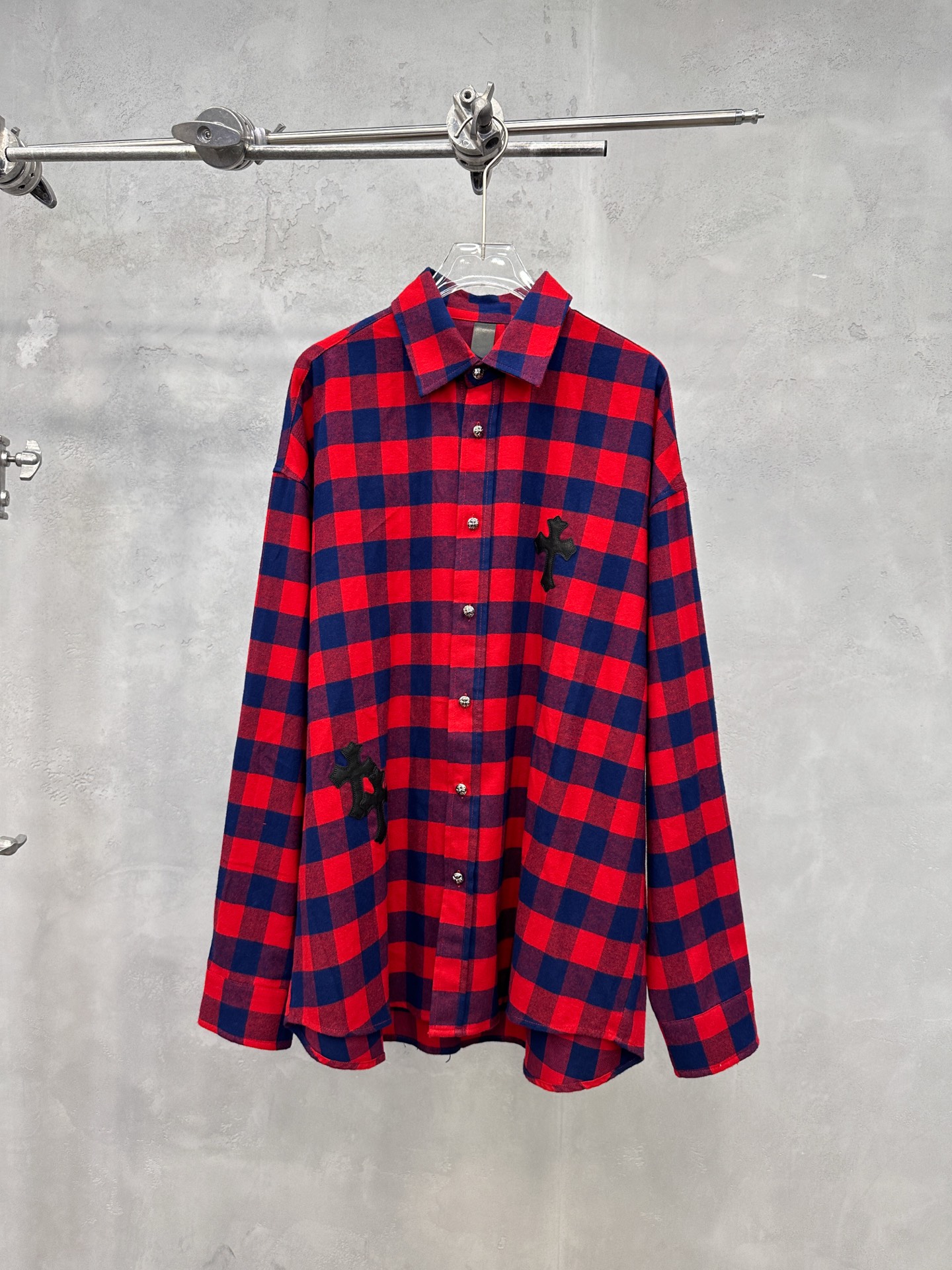 🌾克罗心 ｜ 新款格子衬衣，成衣洗水定型加手工刺绣十字标，日本进口格纹面料，男女同款，尺码sml