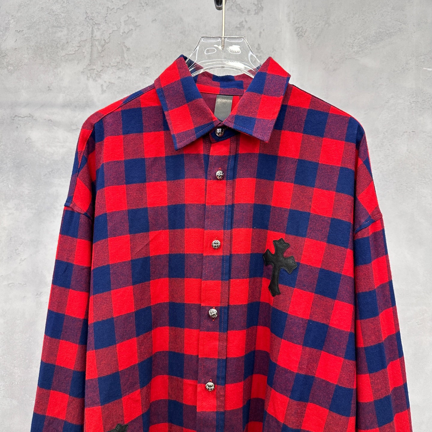 🌾克罗心 ｜ 新款格子衬衣，成衣洗水定型加手工刺绣十字标，日本进口格纹面料，男女同款，尺码sml