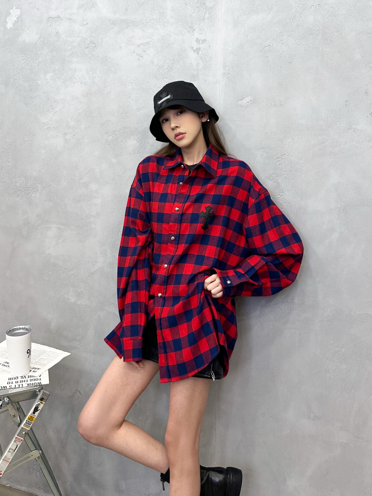 🌾克罗心 ｜ 新款格子衬衣，成衣洗水定型加手工刺绣十字标，日本进口格纹面料，男女同款，尺码sml