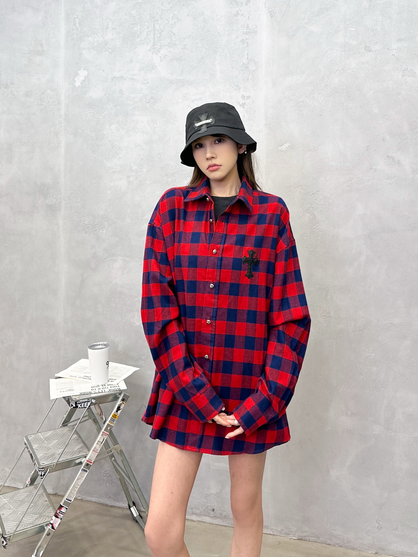 🌾克罗心 ｜ 新款格子衬衣，成衣洗水定型加手工刺绣十字标，日本进口格纹面料，男女同款，尺码sml