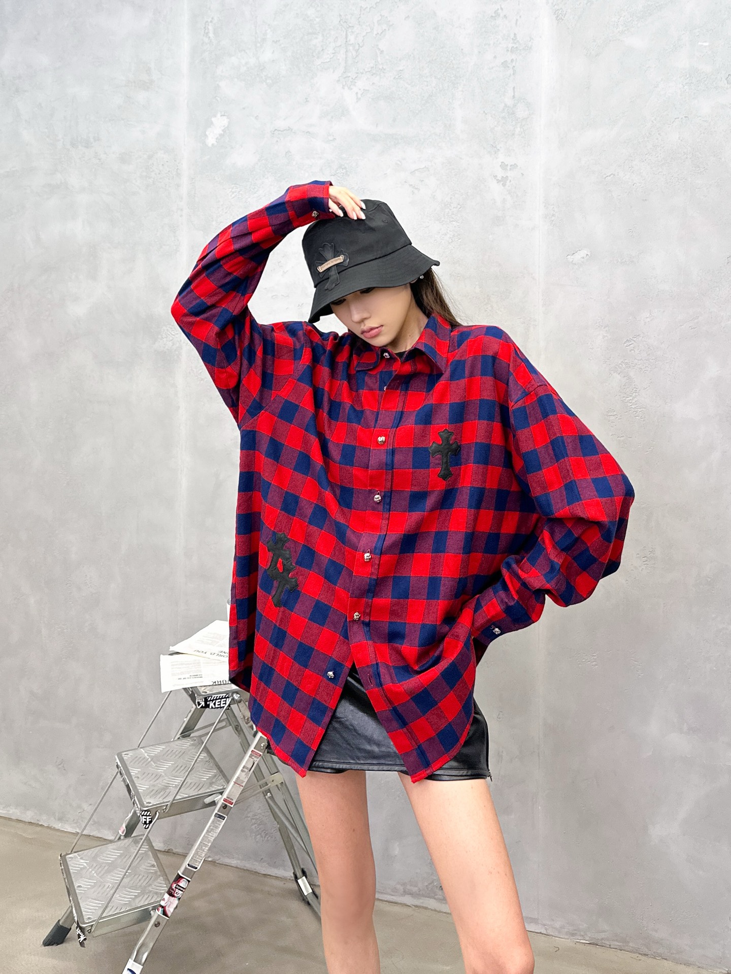 🌾克罗心 ｜ 新款格子衬衣，成衣洗水定型加手工刺绣十字标，日本进口格纹面料，男女同款，尺码sml