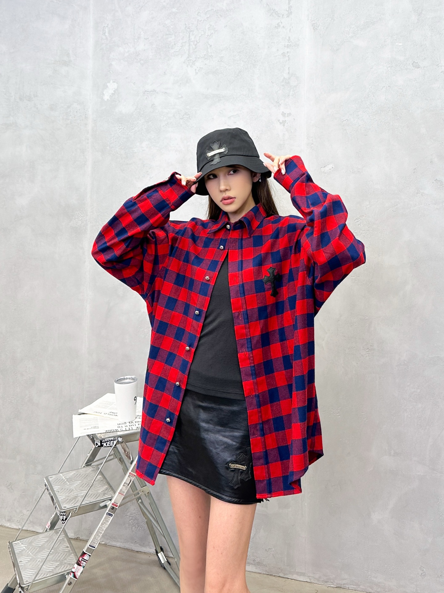 🌾克罗心 ｜ 新款格子衬衣，成衣洗水定型加手工刺绣十字标，日本进口格纹面料，男女同款，尺码sml