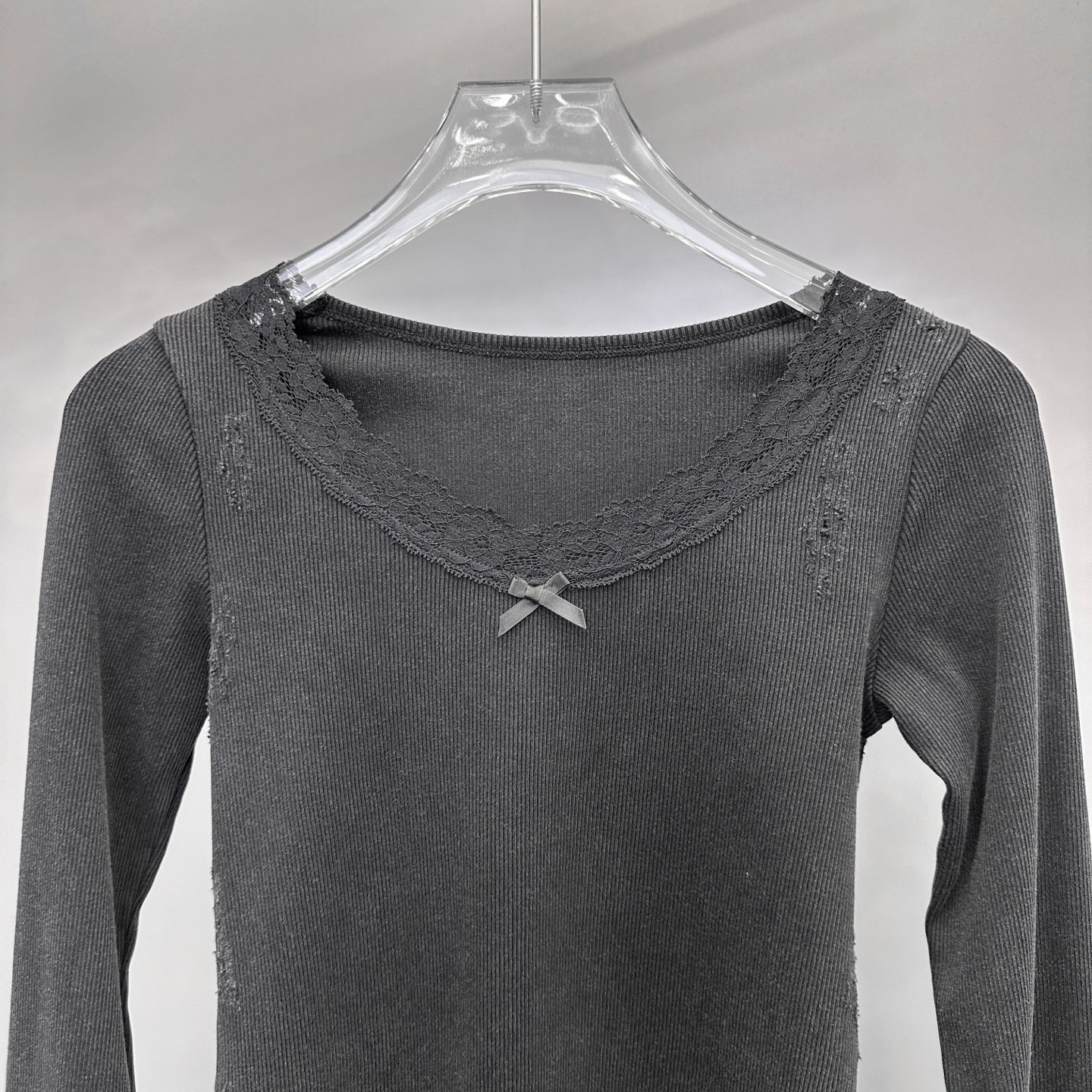 🌾巴黎 ｜ 新款毛织打底，成衣洗水磨破工艺加蕾丝边拼接做工，尺码sml