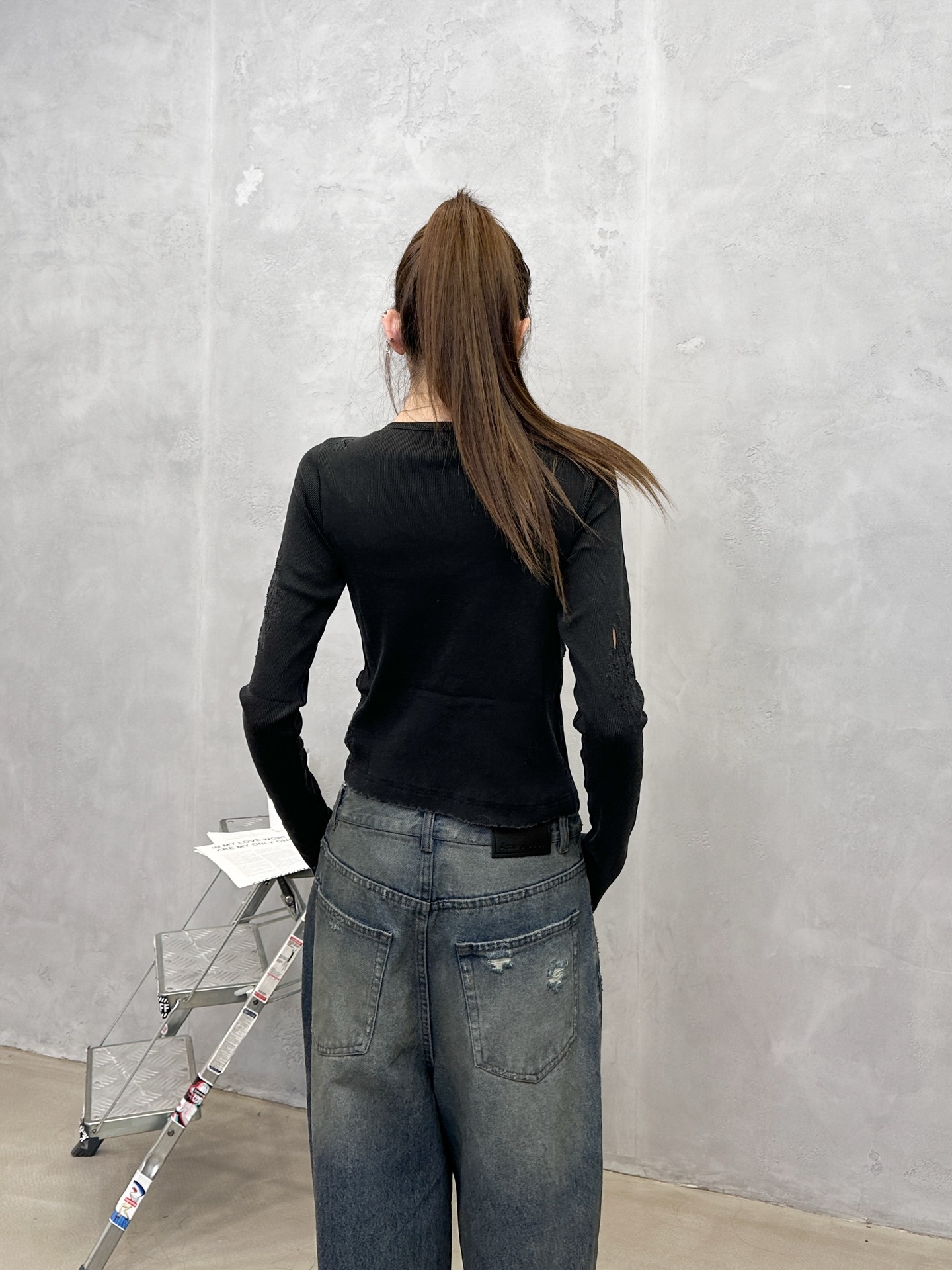 🌾巴黎 ｜ 新款毛织打底，成衣洗水磨破工艺加蕾丝边拼接做工，尺码sml