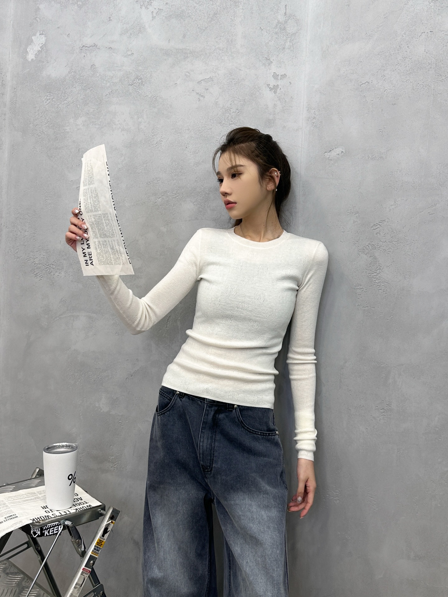 🌾NEW｜新款打底，纯棉面料，柔软透气上身舒适，高弹力坑条针织修身显瘦，整身镂空字母logo设计，尺码S