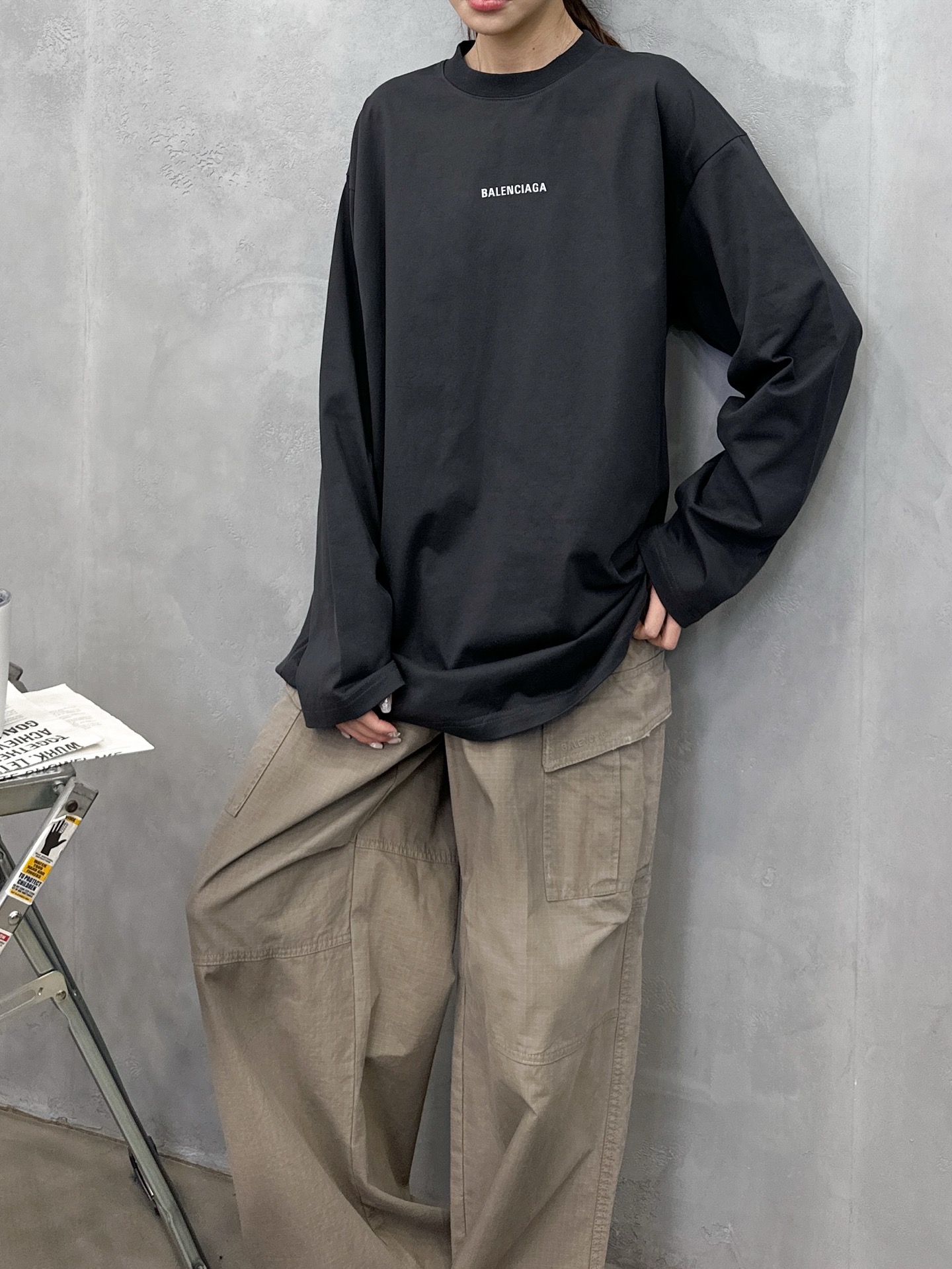 🌾巴黎 ｜ 新款长袖t，成衣洗水加反光印花标，男女同款，尺码sml