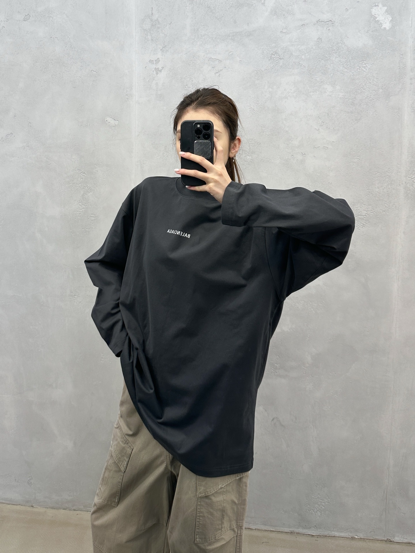 🌾巴黎 ｜ 新款长袖t，成衣洗水加反光印花标，男女同款，尺码sml