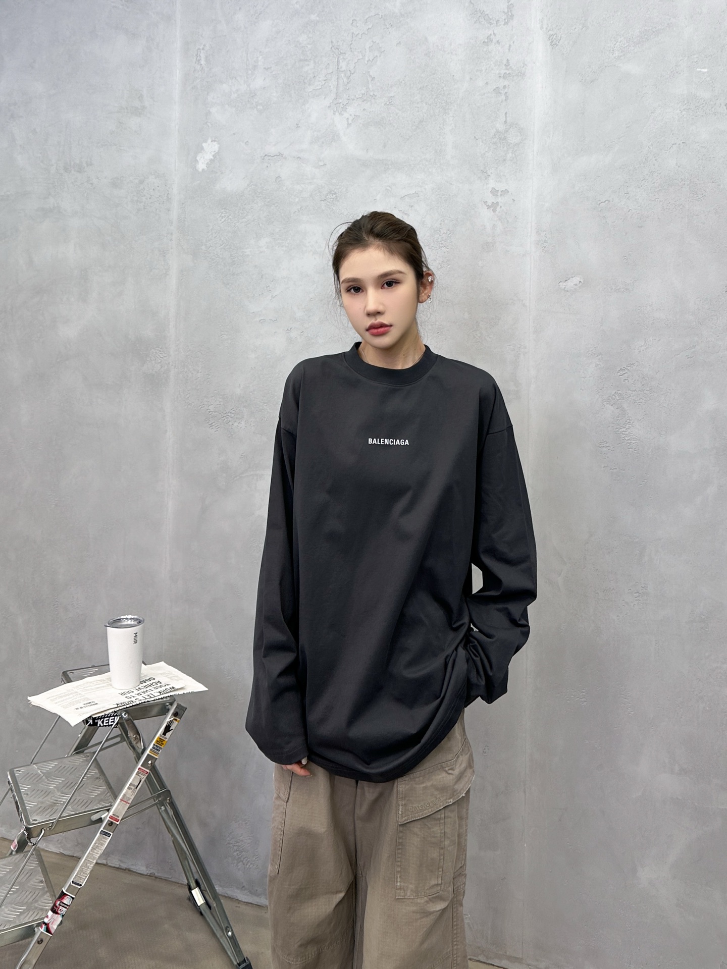 🌾巴黎 ｜ 新款长袖t，成衣洗水加反光印花标，男女同款，尺码sml