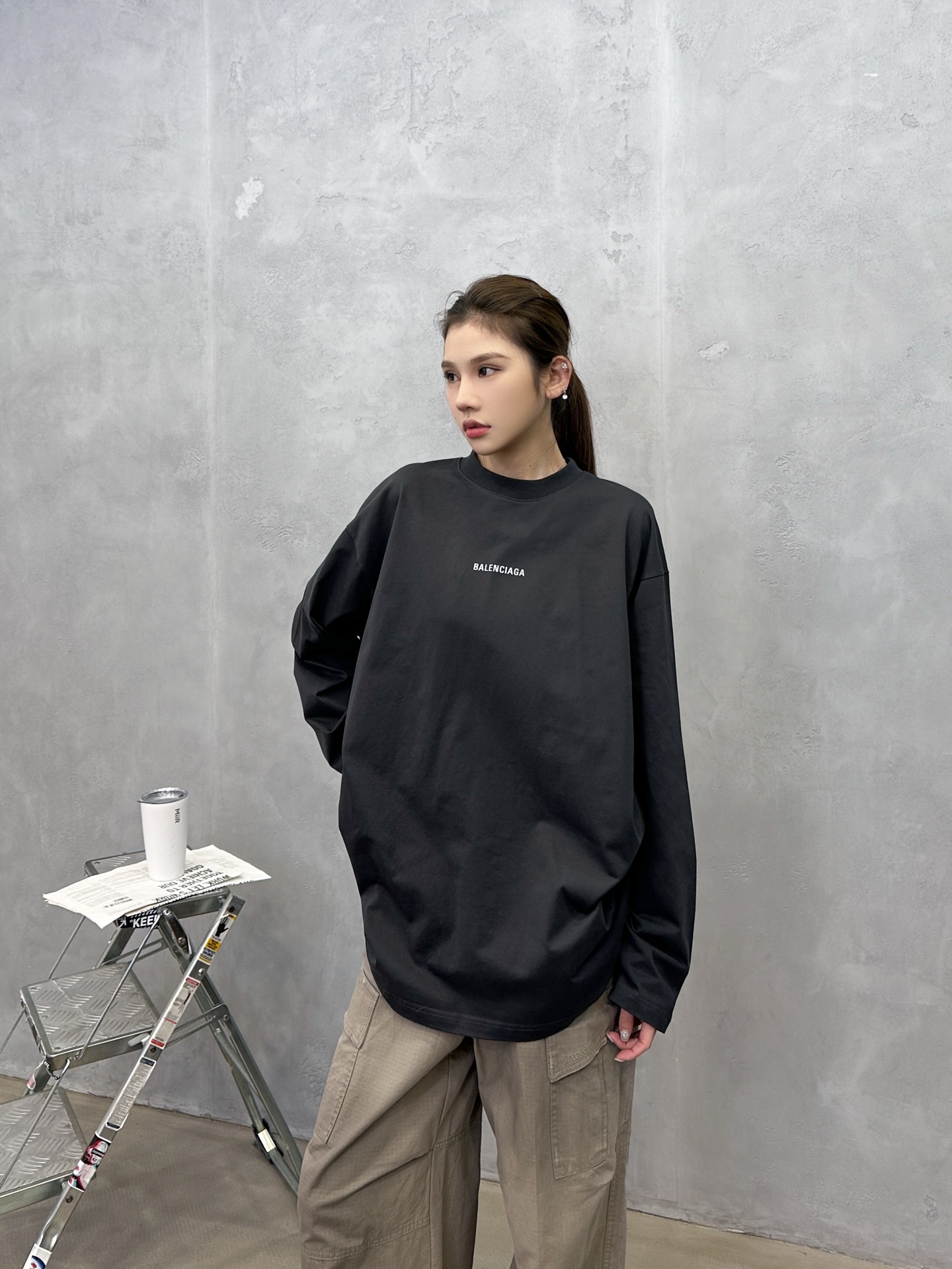 🌾巴黎 ｜ 新款长袖t，成衣洗水加反光印花标，男女同款，尺码sml