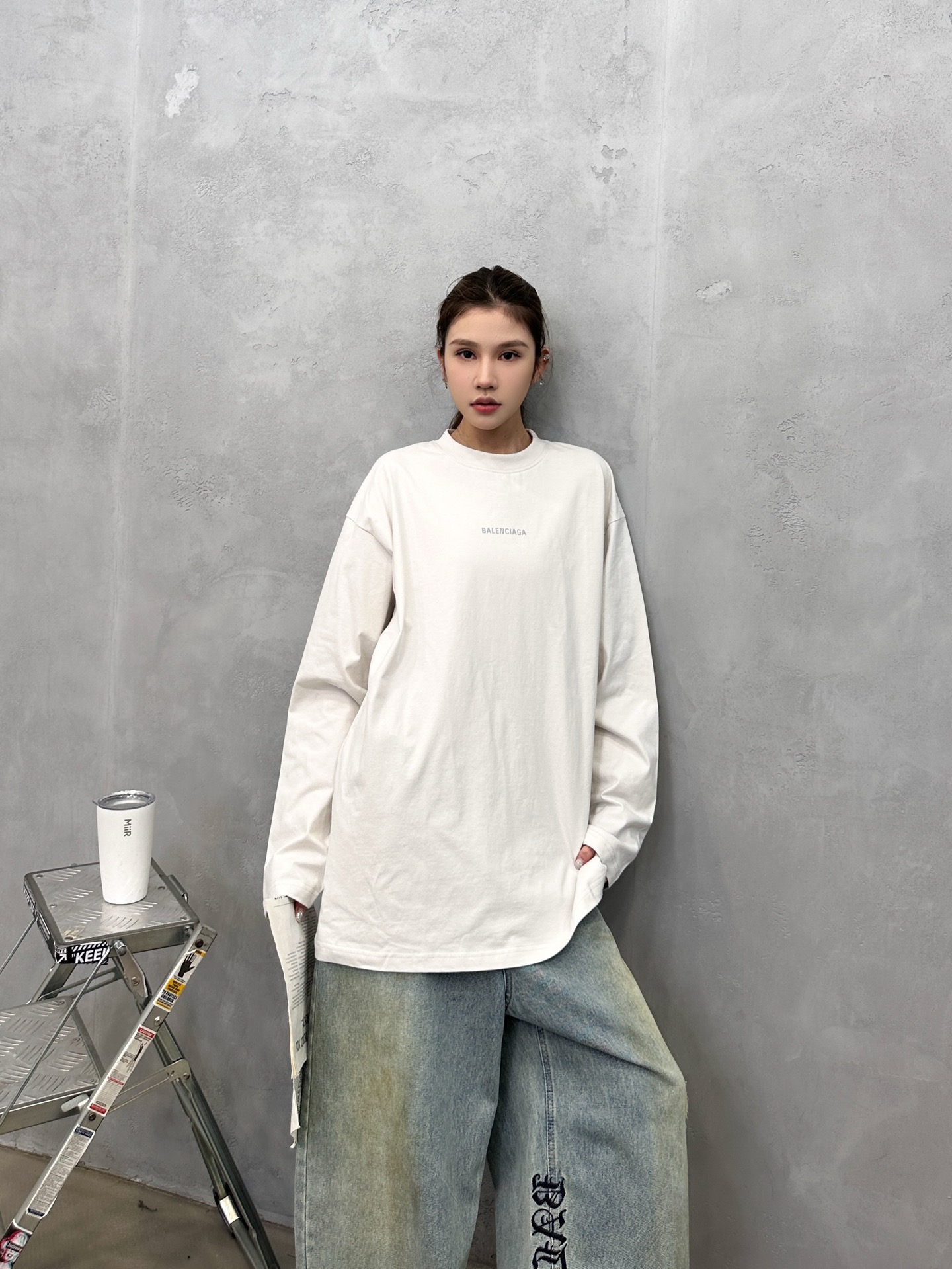 🌾巴黎 ｜ 新款长袖t，成衣洗水加反光印花标，男女同款，尺码sml